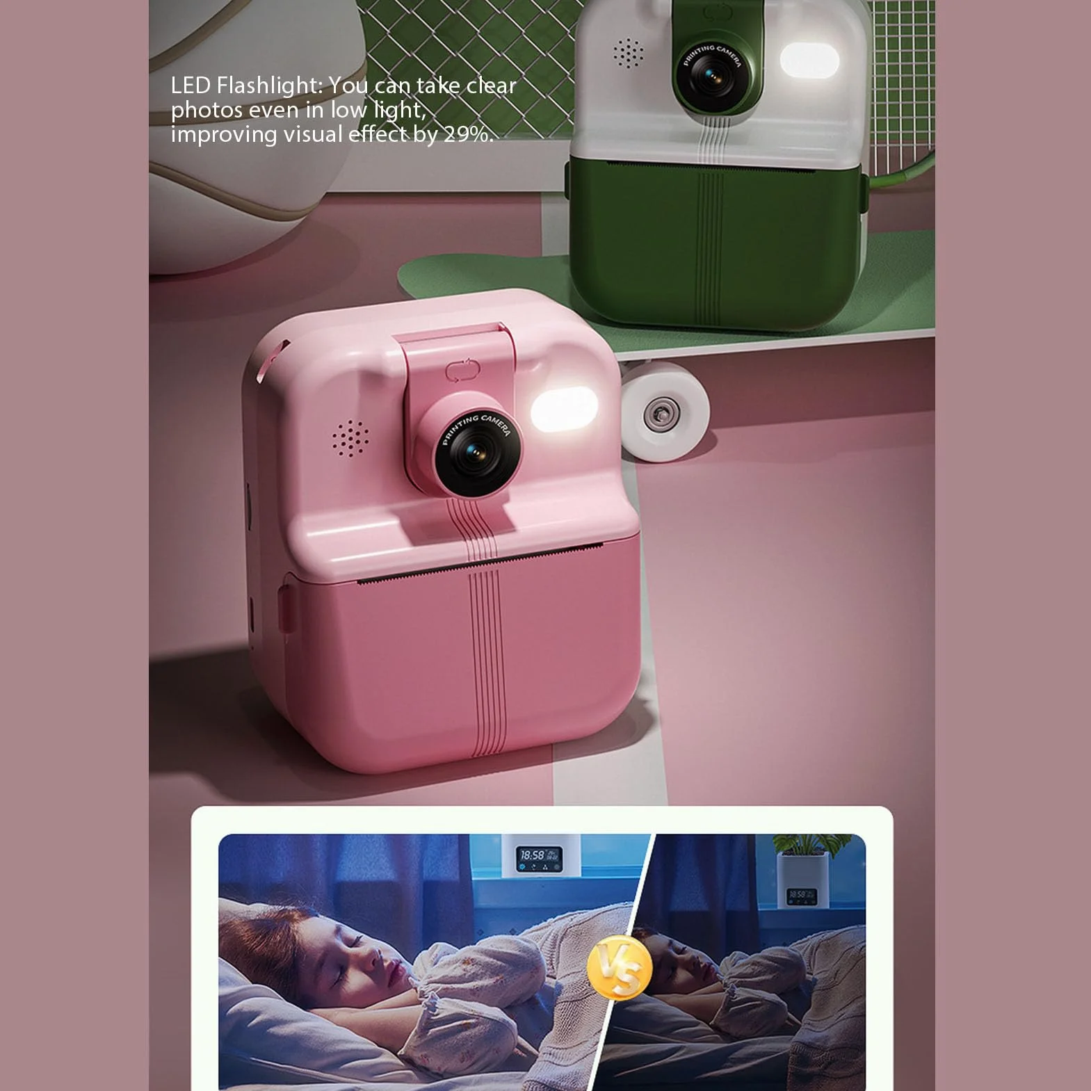 Appareil Photo à Impression Instantanée 48 MP HD, Écran IPS 2,4 Pouces, Objectif Intégré, Idéal pour Selfies et Souvenirs