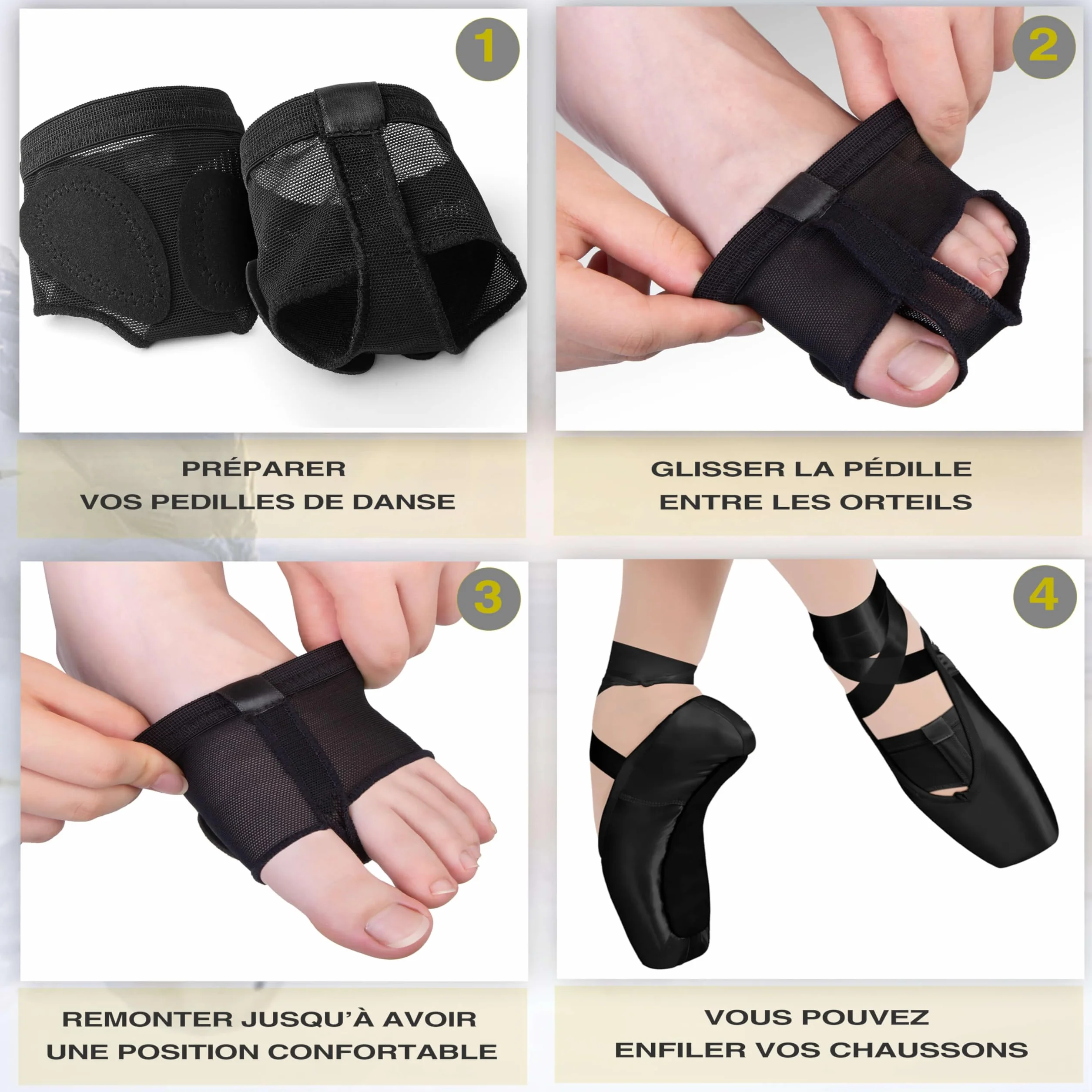 Pedilles Danse Coussinet Pied Antidérapant Protection Pied Ballerine 5 Tailles