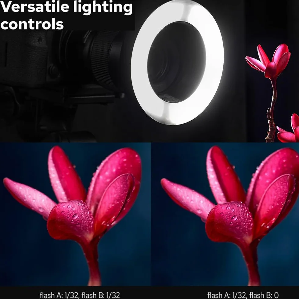 Godox MF-R76 LED Micro Ring Flash avec Batterie Li-ION 2600 mAh et Anneaux Adaptateurs d'affichage LCD pour Canon Sony Nikon Fuji Olympus Panasonic Pentax Flash Speedlight Speedlite Light