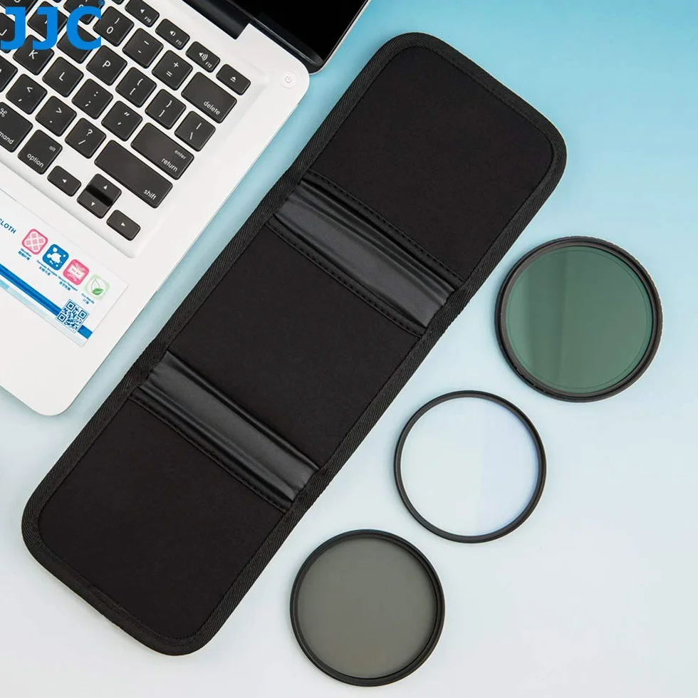 JJC 3 Poche Etui pour Filtre Protecteur Rangement Pliable pour Filtres UV CPL ND jusqu'à 82 mm