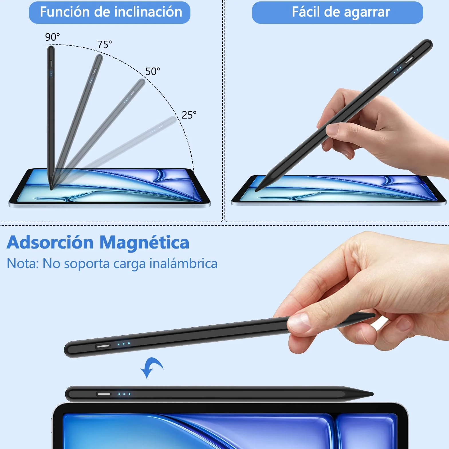 Stylet Capacitif Universel Compatible avec Lenovo, Samsung, Huawei et Mi Tablette, Noir