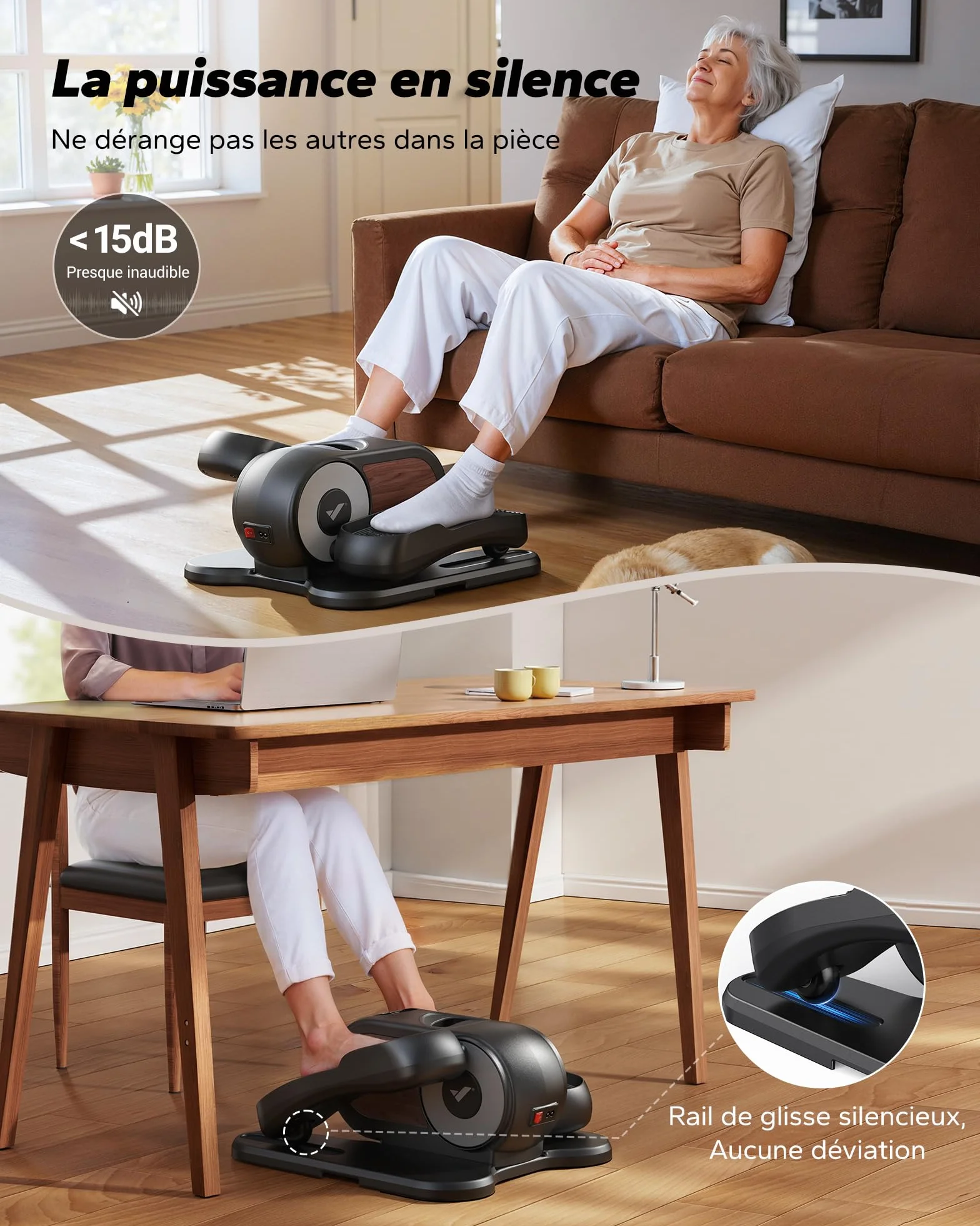 MERACH Elliptique de Bureau Mini Vélo Elliptique 8-12 Vitesses Silencieux Portable Tapis Antidérapant