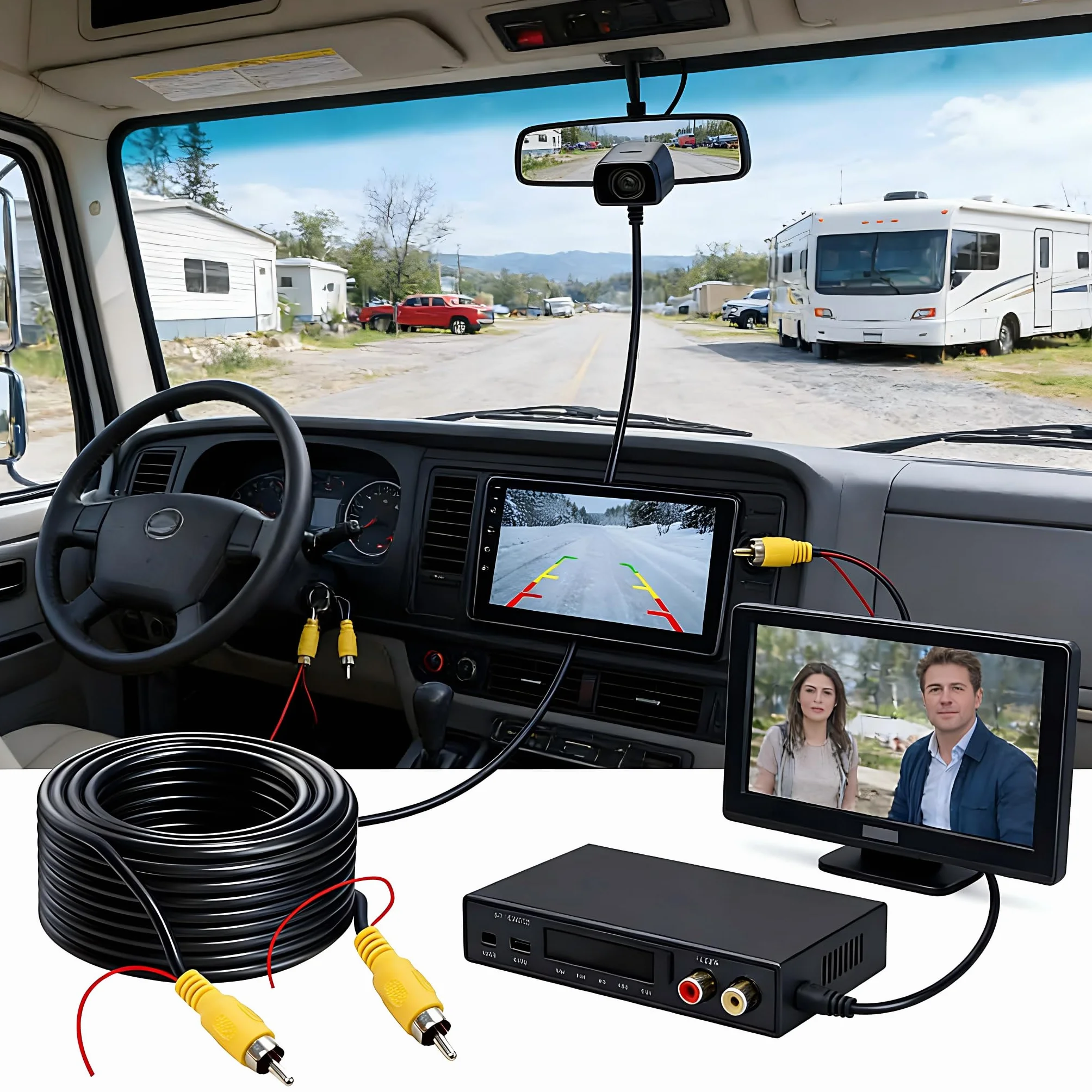 Générique Câble Vidéo RCA 10M pour Caméra de Recul, Extension AV Mâle-Mâle avec Fil de Détection, Cordon RCA Jaune pour Voiture Camion Camping-Car Moniteur TV Box