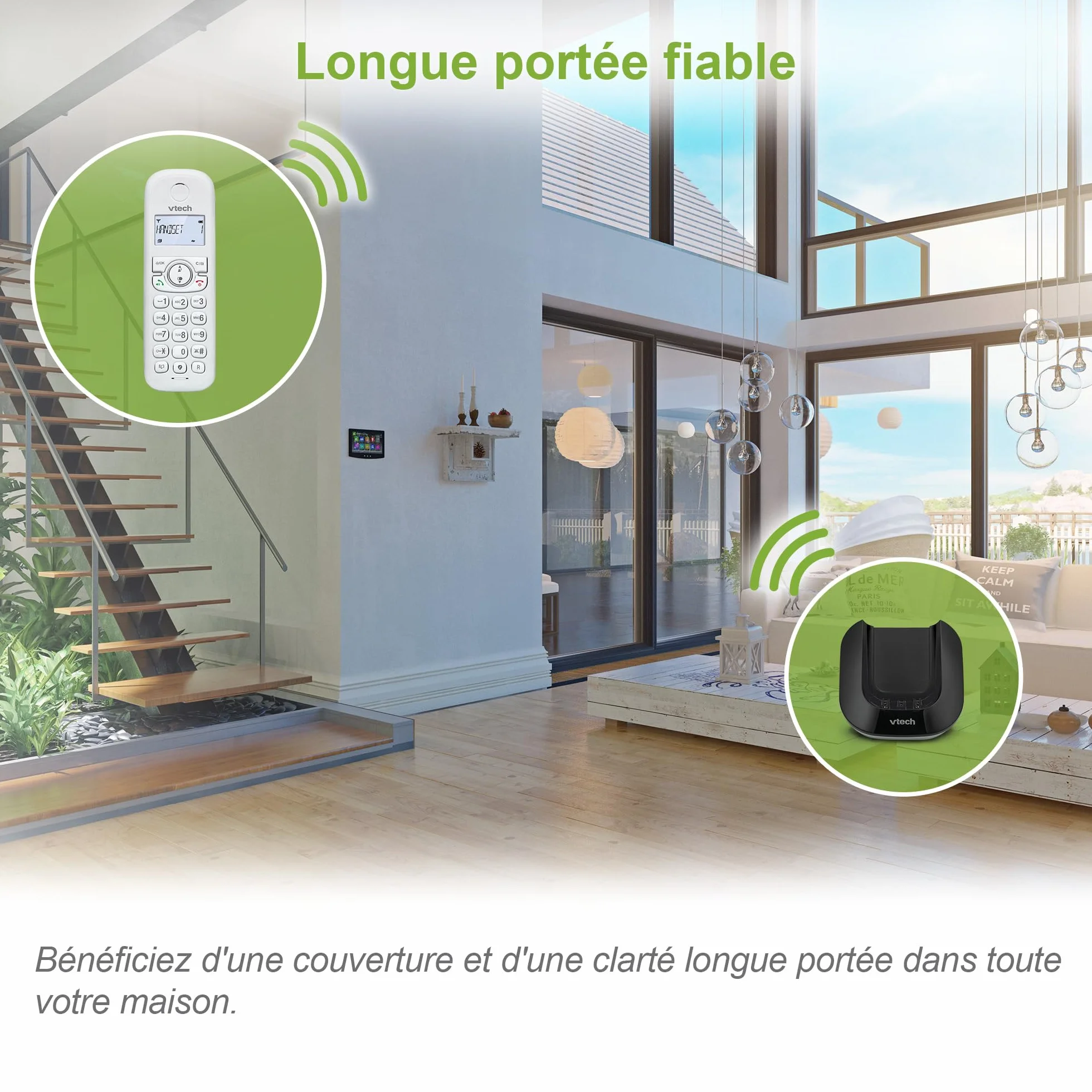 VTech CS1500 Téléphone sans Fil DECT Double Charge avec Blocage d'appel, Identification Appelant