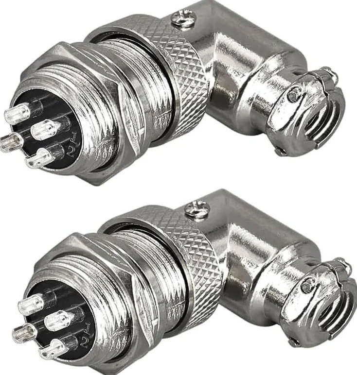 RUNCCI-YUN 2 pièces GX16 4 Broches Angle Droit Aviation Connecteur,16mm souder Mâle et Femellespanneau Câble Connecteur d'aviation (GX12 4 Pin 90 Degree)