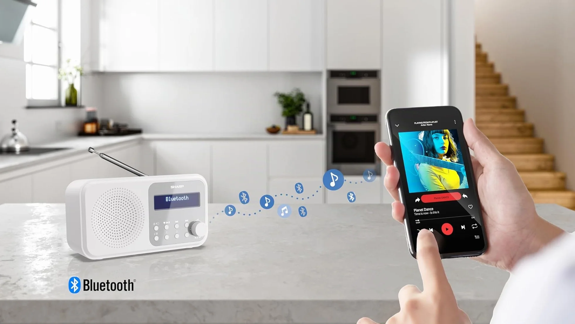 SHARP DR-P420 (WH) Radio numérique Portable Tokyo (Dab/Dab+/FM avec RDS, Bluetooth, USB ou Piles) Blanc
