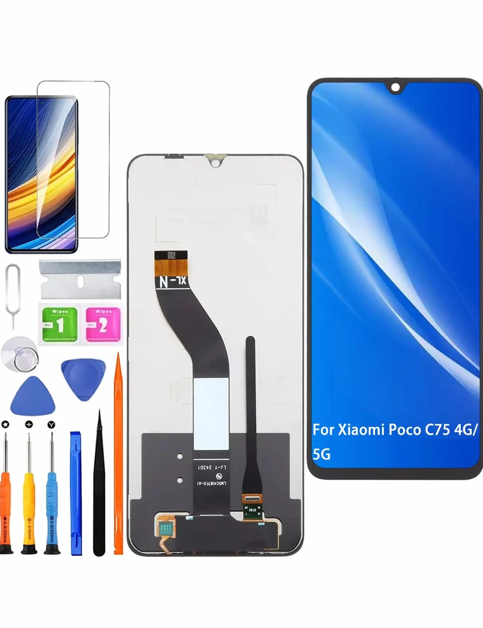 Écran pour Xiaomi Poco C75 4G/5G 23122PCD1G 23122PCD1I LCD Écran de Rechange 2410FPCC5G MZB0IDJIN Display Assemblée réparation Kit