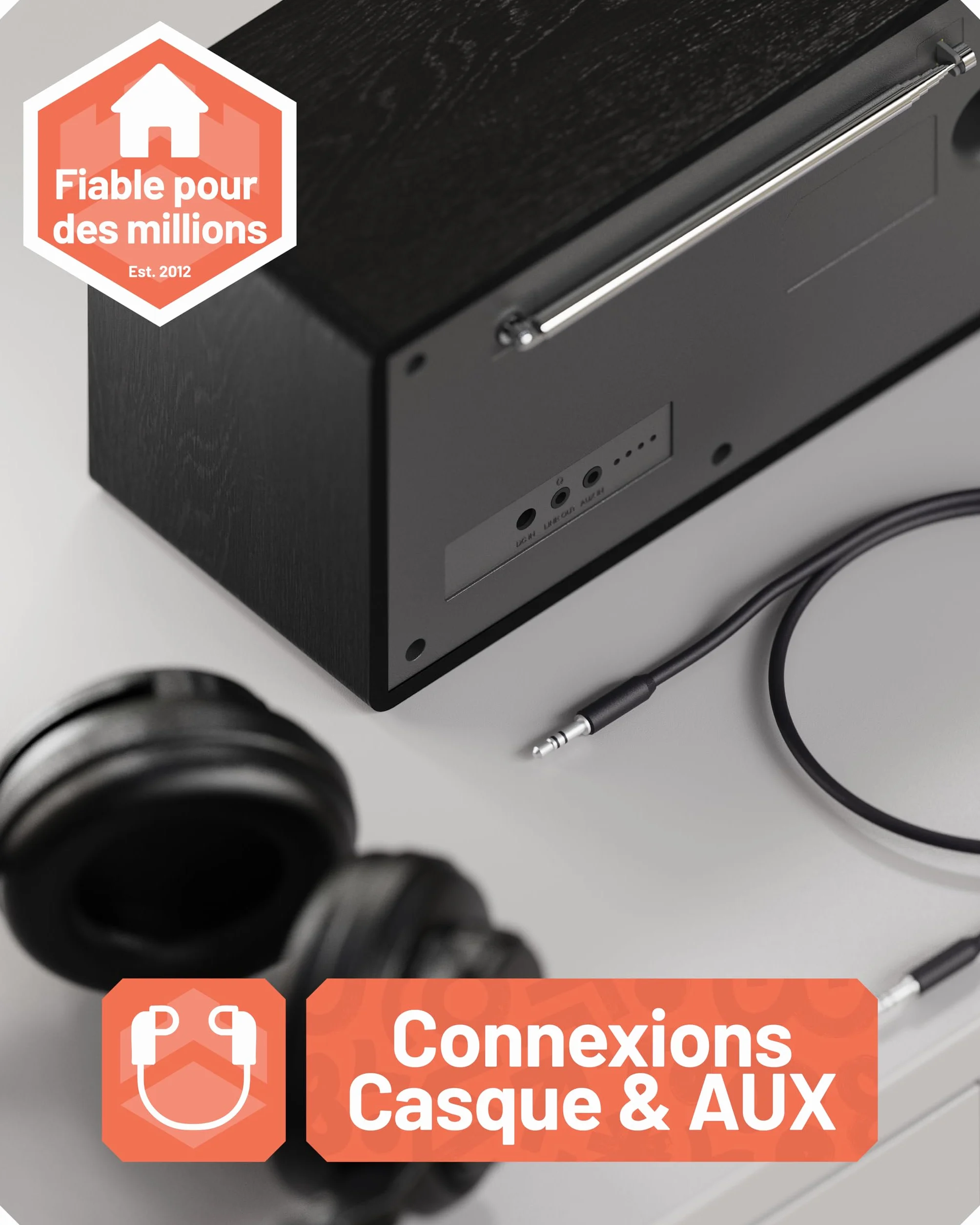 OAKCASTLE IR200 Radio Internet WiFi DAB+ FM Bluetooth 5.3 avec 90+ Préréglages et Télécommande