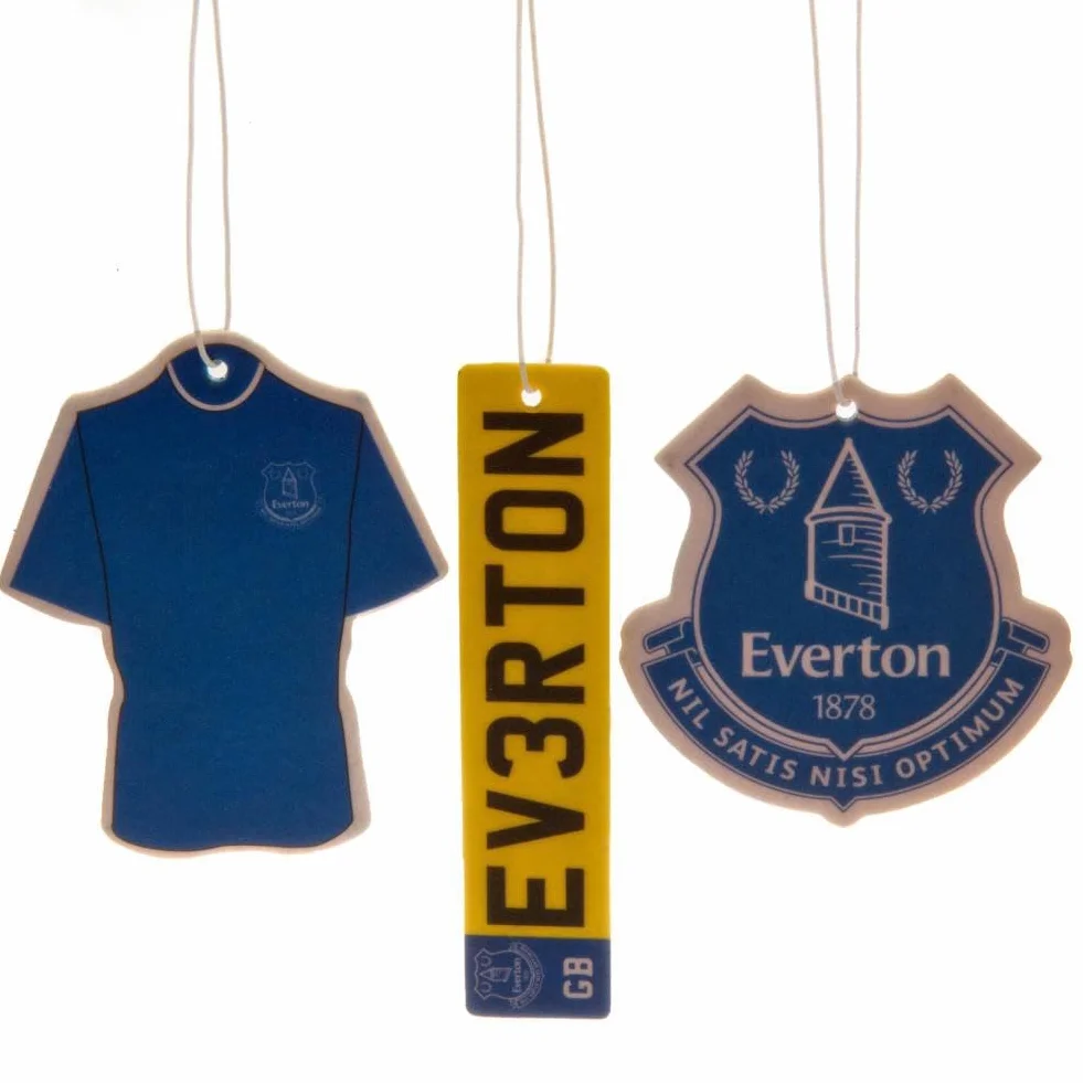 Everton Football Club Official Pack of 3 Air Fresheners Car Hanging Crest