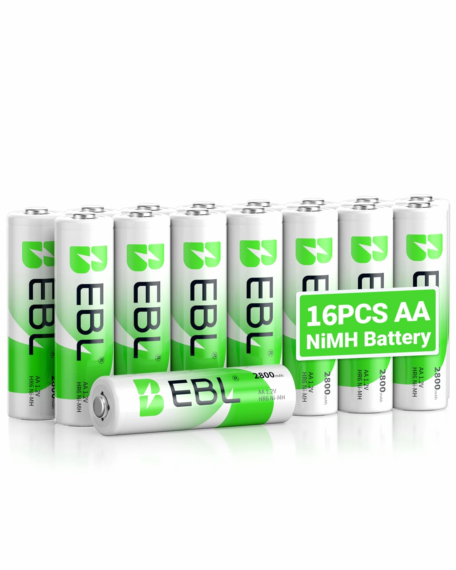 EBL Piles AA Rechargeables 2800mAh 1,2V Ni-MH HR6 Haute Performance Longue Durée avec Boîte de Stockage