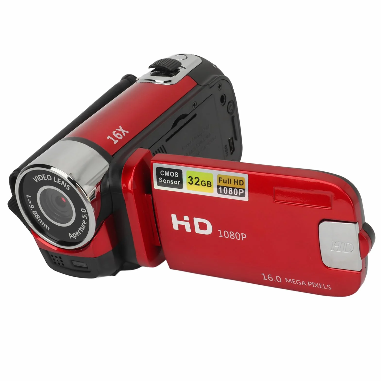 Appareil Photo Compact, Appareil Photo Vintage, Caméra Vidéo, Appareil Photo Numérique 1080P 16MP, Caméscope à écran Rotatif de 2,4 Pouces, Zoom 16X, Enregistreur Vidéo HD avec