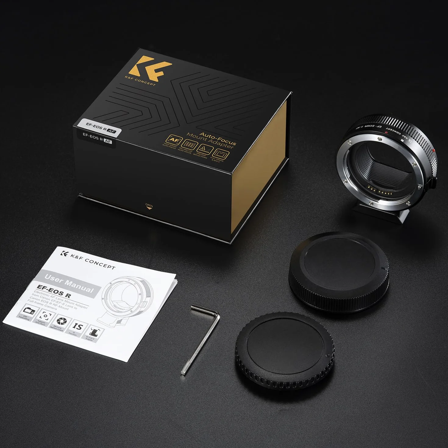 K&F CONCEPT compatibile Con Canon Auto EF/EF-S vers EOS R Adaptateur Métal avec Autofocus avec étui de Protection