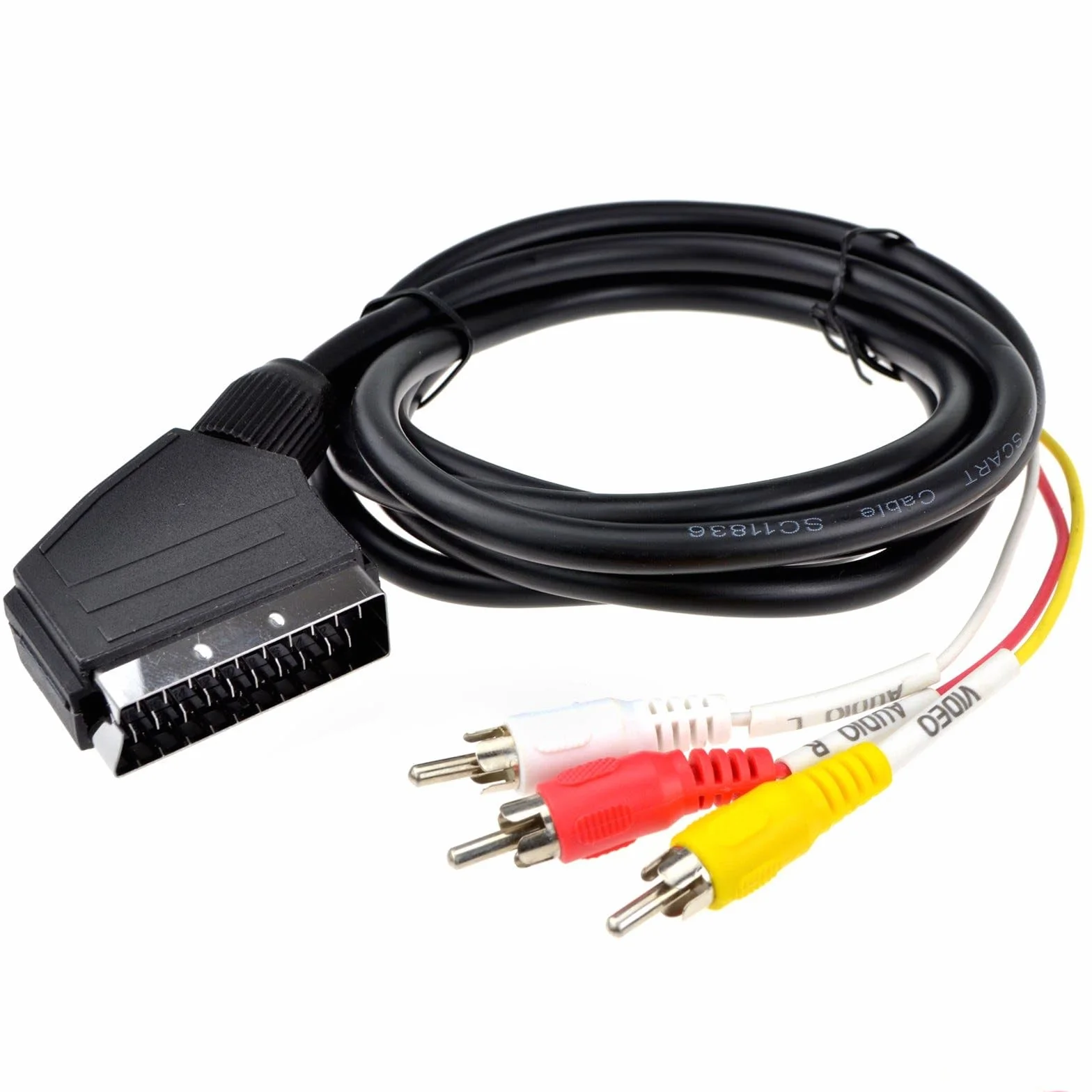 kenable Péritel Fiche In/Out Vers Rouge Blanc Jaune RCA 3 x Cinch Fiches AV câble 2 m [2 mètre]