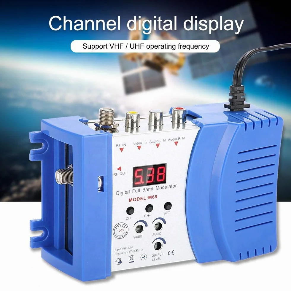 Modulateur RF Numérique AV vers RF Convertisseur VHF UHF 47-868 MHz 110-240V Prise UE Bleu