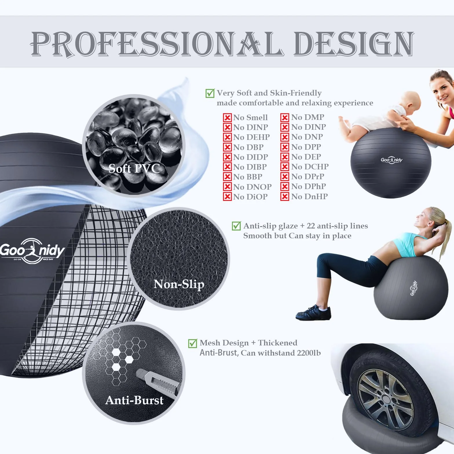 Gros Ballon Grossesse Gonflable Swiss Ball Chaise Femme Enceinte Pilates Gym Yoga Fitness Ergonomique