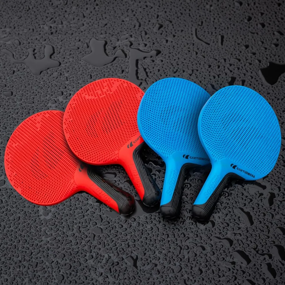 Cornilleau SOFTBAT Pack Quattro - 4 raquettes de ping-pong extérieur éco-conçues ultra durables + 4 balles