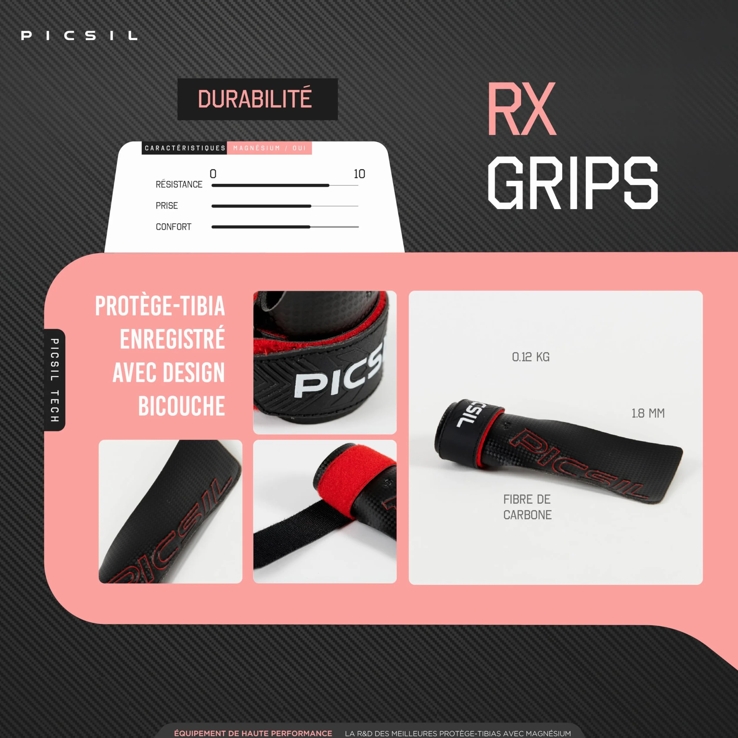 PICSIL Maniques RX Grips en Fibre de Carbone pour Cross Training Gymnastique Calisthenics