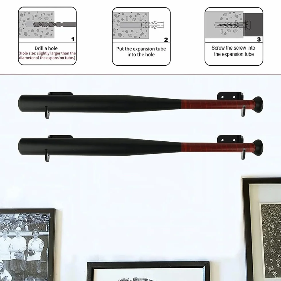 Présentoir Muraux pour Batte Baseball en Acrylique avec Vis Cachées