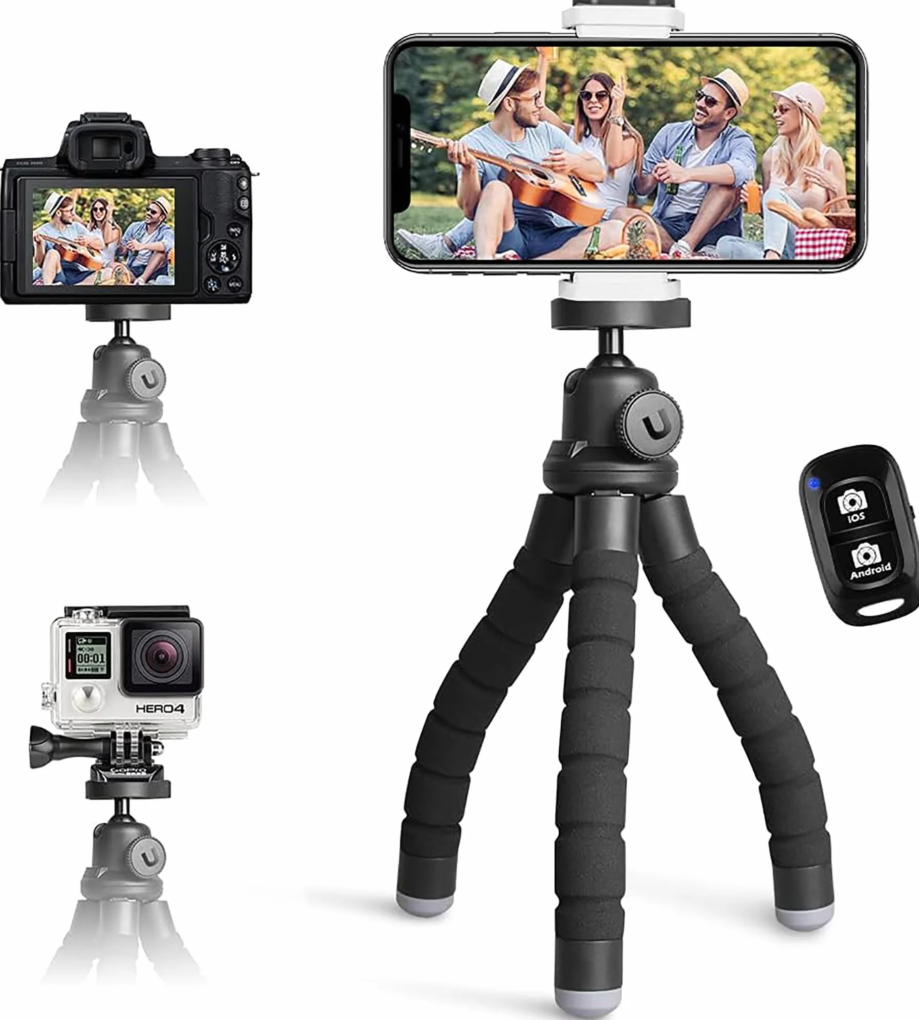 UBeesize Trépied pour téléphone Portable, Mini Trépied pour Smartphone et Appareil Photo, Mini Tripod avec Télécommande Bluetooth