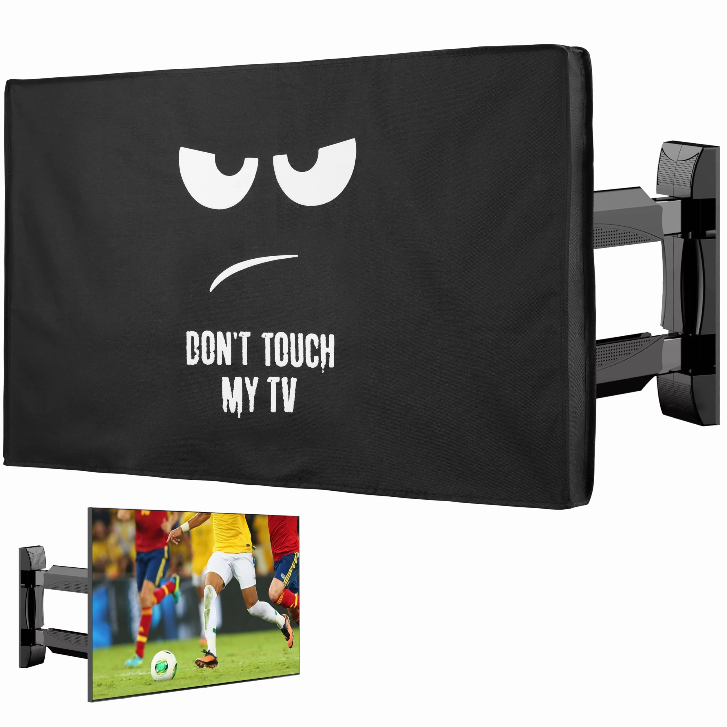 kwmobile Housse écran TV 55" - Housse de protection extérieur intempéries blanc-noir