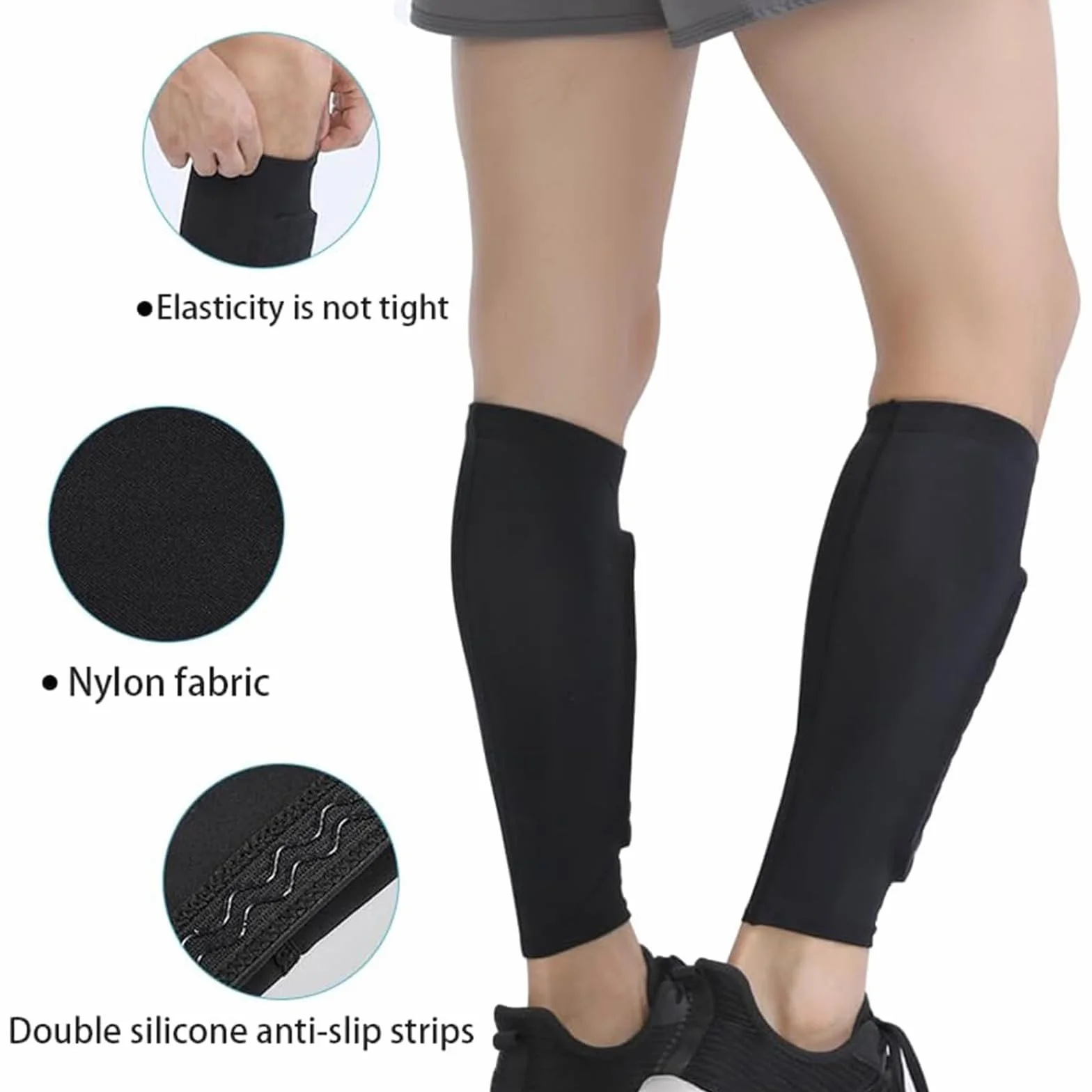 Chaussette Protege Tibias Ski Anti-Collision Longs élastiques Structure Nid d'abeille pour Skier Football