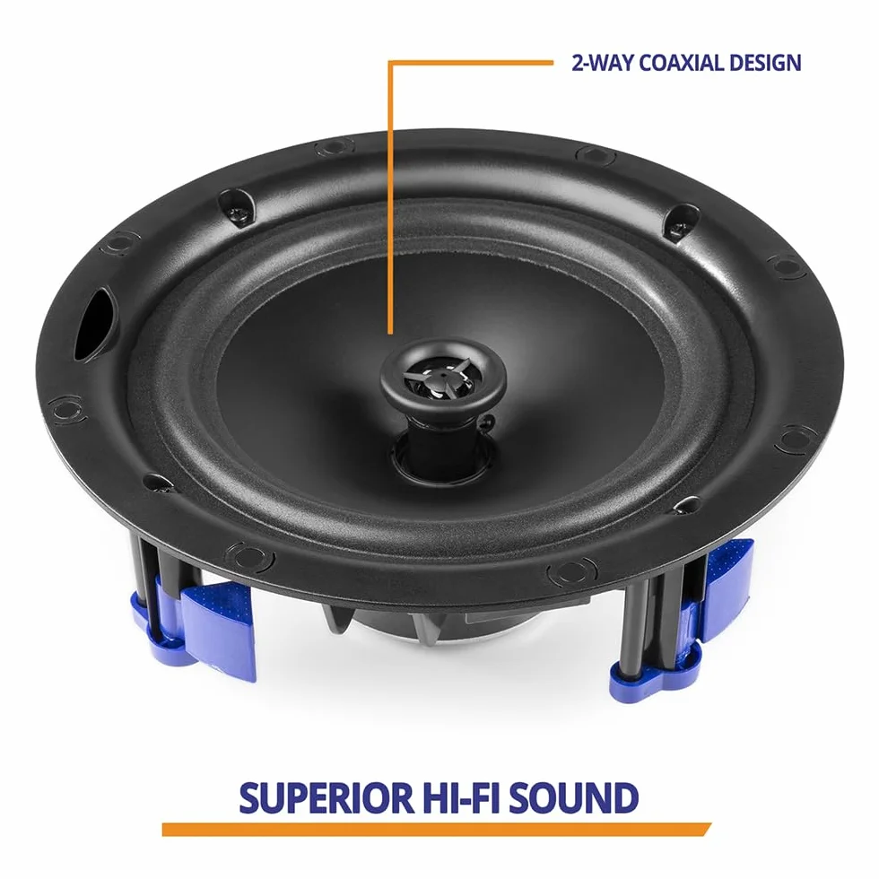 Power Dynamics NCBT601 - Enceinte Plafond avec Grille de Protection 6,5" - Blanc, Puissance 30 Watts Haut-Parleur sans Fil, Bluetooth, Idéal pour Diffuser de la Musique en Intérieur