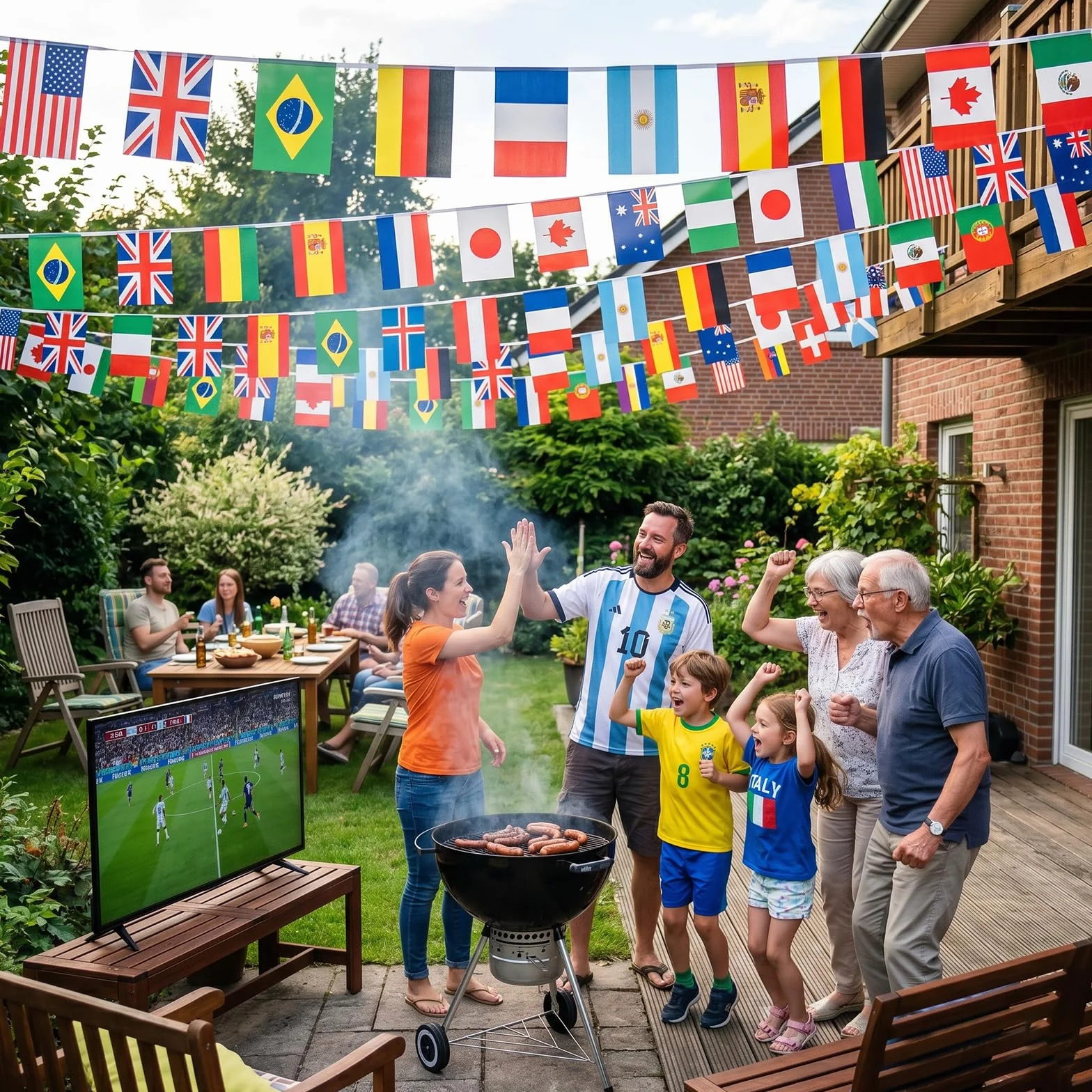 Guirlande de 32 drapeaux de pays Coupe du monde 2026, tissu, décoration Euro Football Eurovision 2026 Bar Party