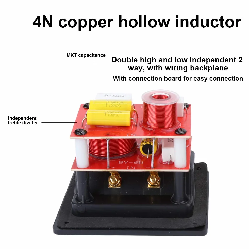 Lot de 2 Filtres Croisés HiFi, Tweeter Basse, Haut-Parleur 2 Voies, Diviseur de Fréquence 120 W, Impédance 4-8 Ohms pour Bibliothèque de 3 à 8 Pouces Haut-Parleur HiFi Fever