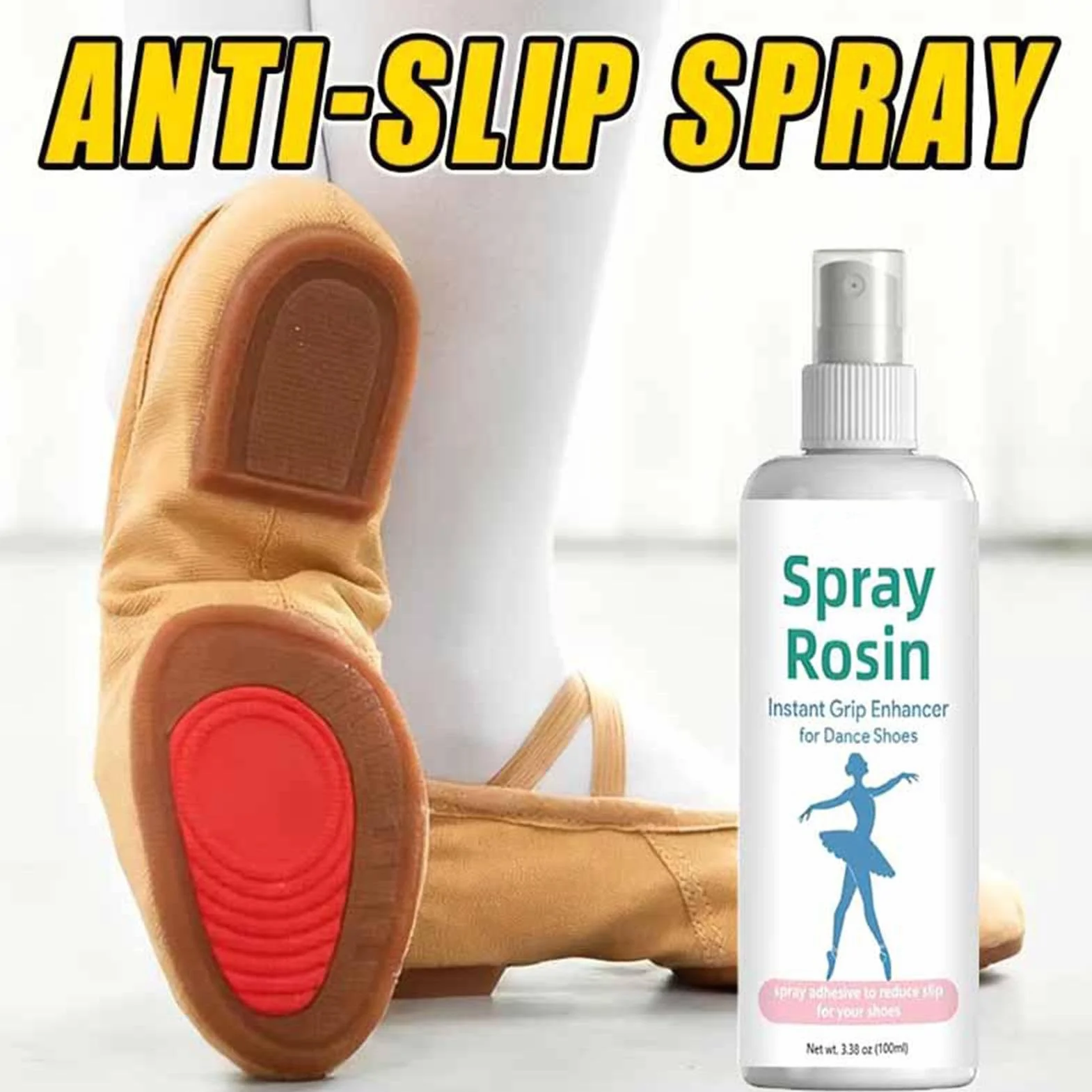 Spray Colophane Antidérapant 100 ML pour Danseurs - Renfort Adhérence Chaussons Danse Portable Longue Durée