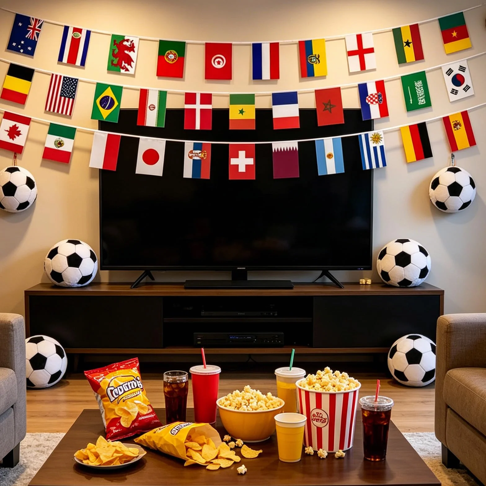 Guirlande Fanions 32 Pays 10m Drapeaux 20x10cm Double Face Bannière Football 2026