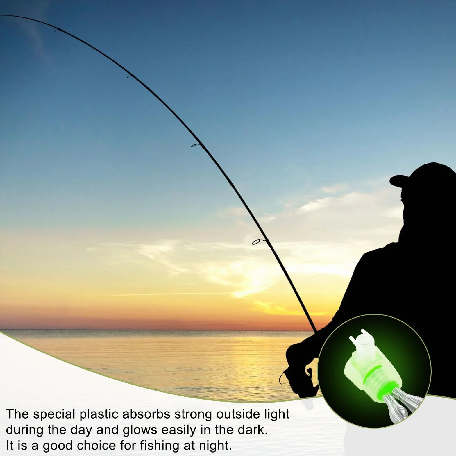 Lot de 20 Cloches de Pêche Clip en Spirale Lumineux Alarme Canne à Pêche Son Clair Fort Résistant Corrosion Nuit