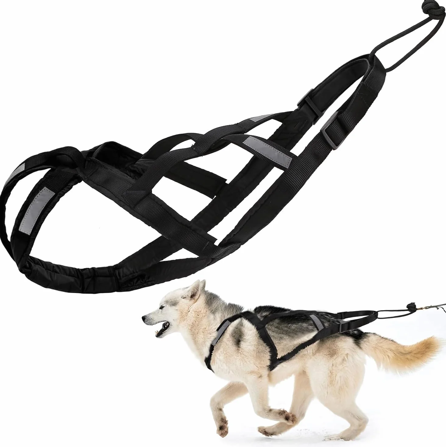 Harnais pour traîneau de chien X Back Mushing, cani-VTT, canicross, noir et rouge, taille M-XL (L)