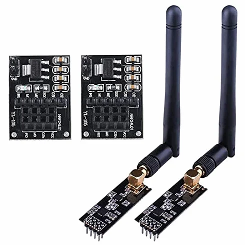 Lanko Lot de 2 modules émetteurs-récepteurs RF NRF24L01+PA+LNA avec antenne SMA 2,4 GHz 1100 m + module sans NRF24L01 pour