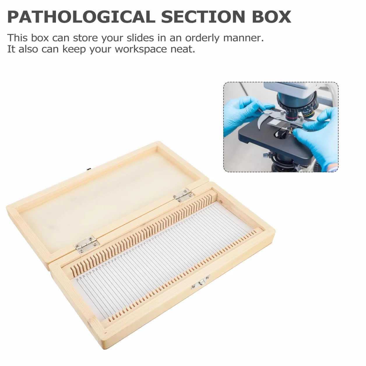 Boîte de Rangement pour Lames de Microscope 50 Lames Métal Nickelé Serrure
