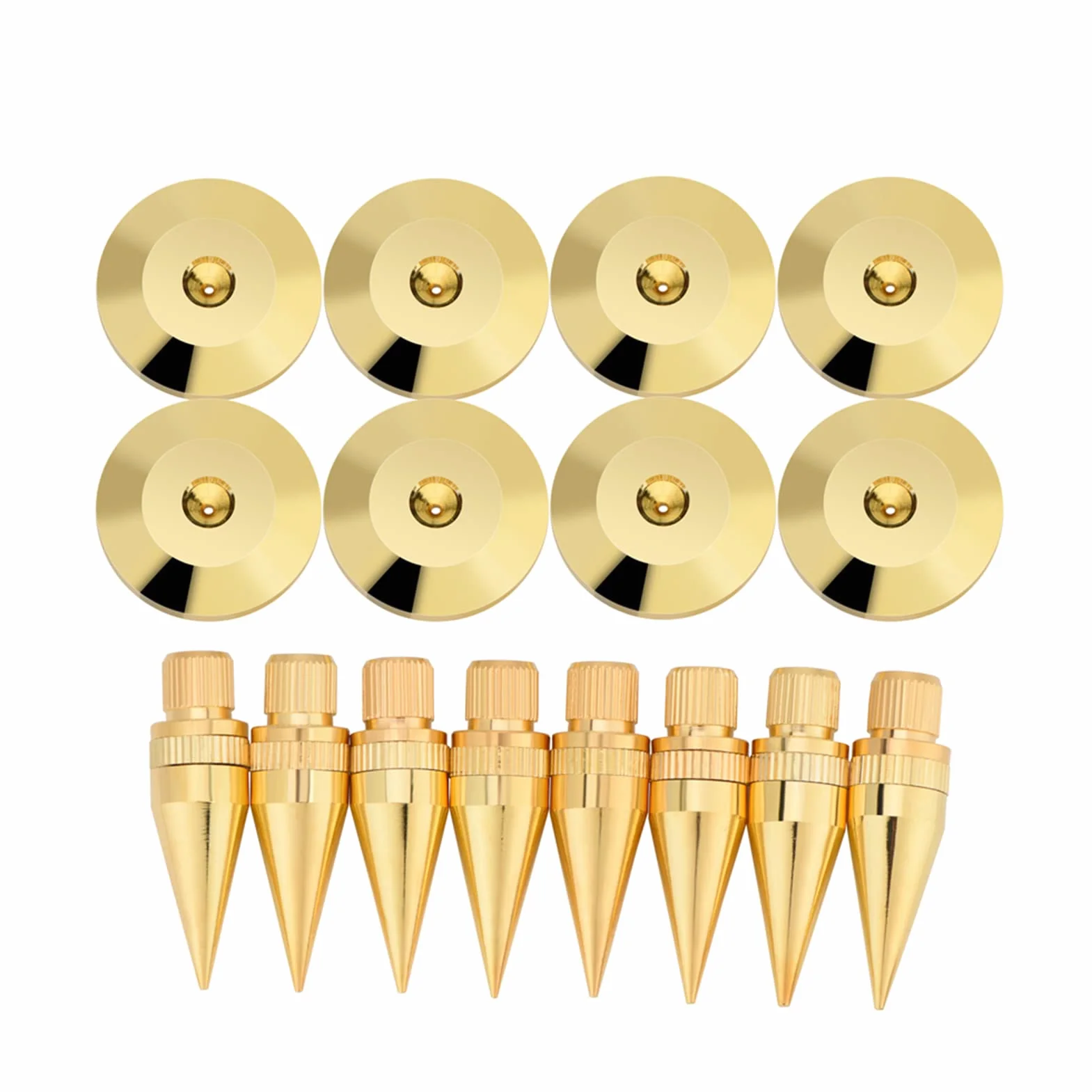 Lot de 8 pointes de haut-parleur en cuivre - Pieds de haut-parleur - Caisson de basses - Amortisseur - Pieds d'isolation - Support de haut-parleur pour appareils Hi-Fi, lecteur CD, platine