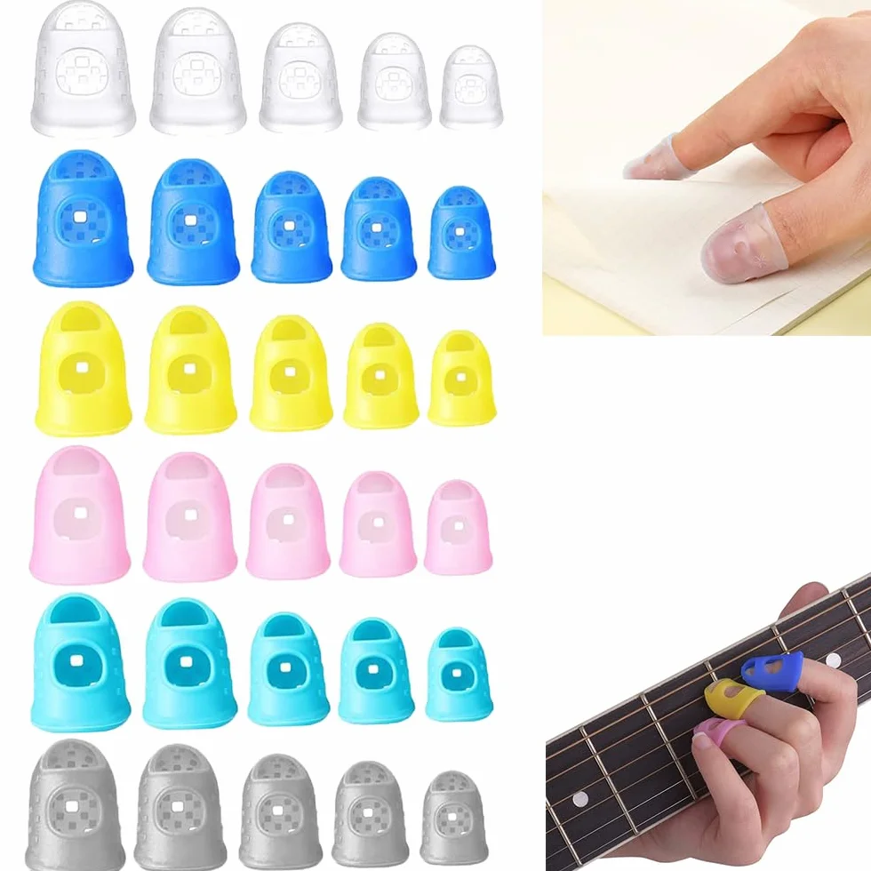 Protège Doigt Guitare - 30PCS Antidérapants 5 Tailles pour Débutants Guitare Ukulélé