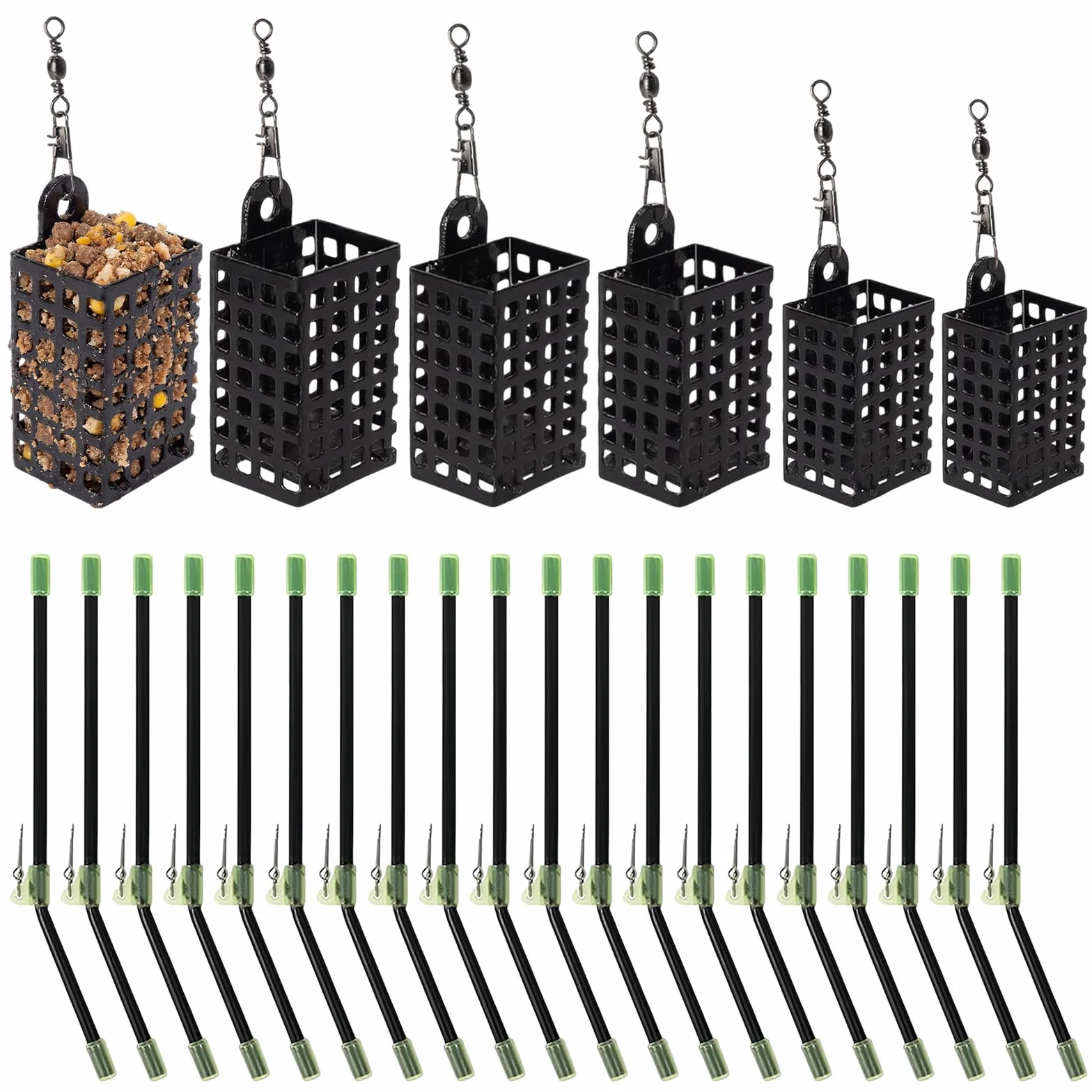 Cage Feeder Méthode Feeder 26 Pièces Métal Émerillons Mangeoires Pêche Rivière Étang 10-60g
