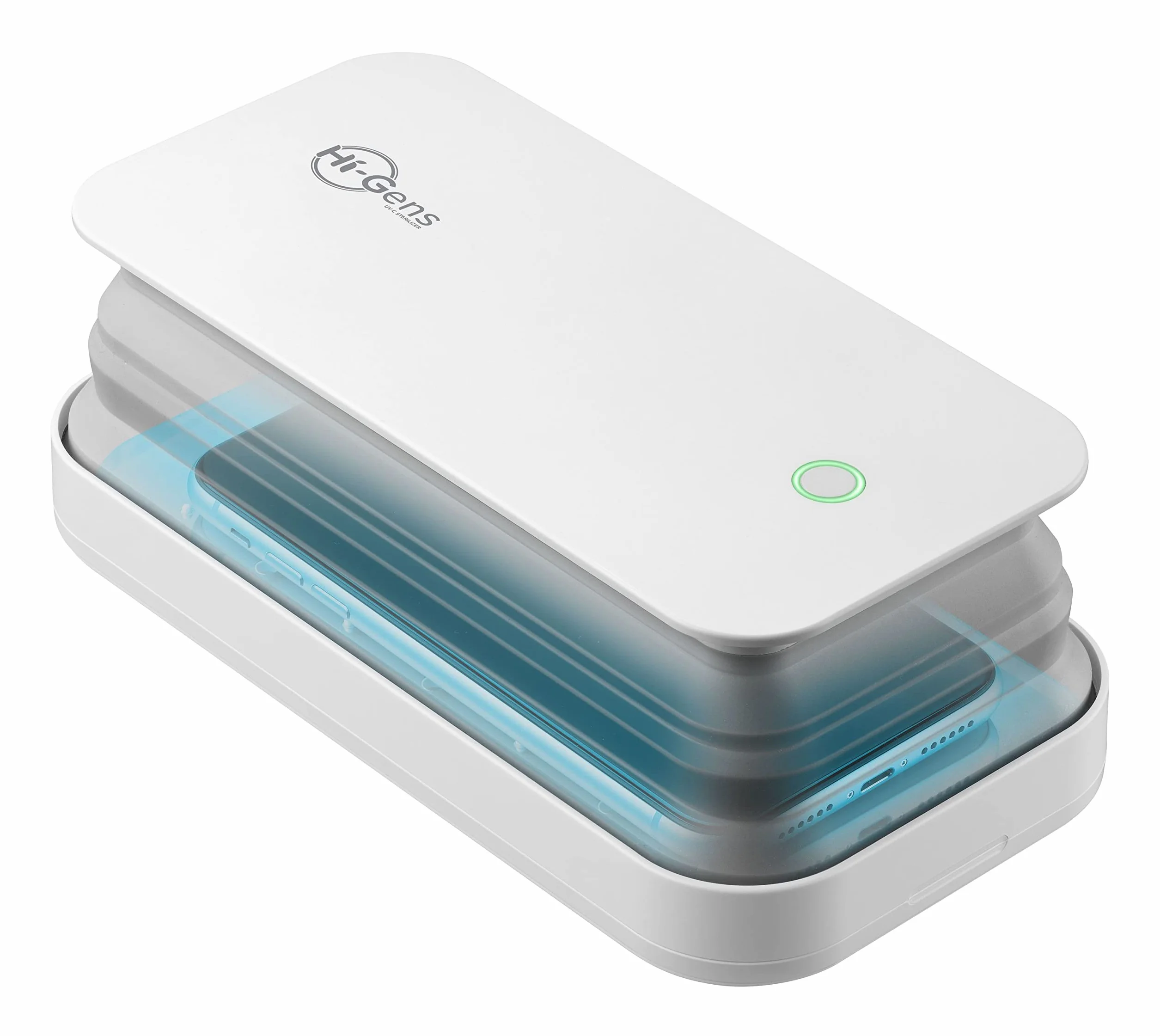 Cellularline | UVCSTERILIZERW | Hi-Gens, stérilisateur à lumière LED pour la stérilisation du Smartphone, avec émission de lumière Ultra-traviolette (UV-C), stérilisant 99,9% des bactéries.