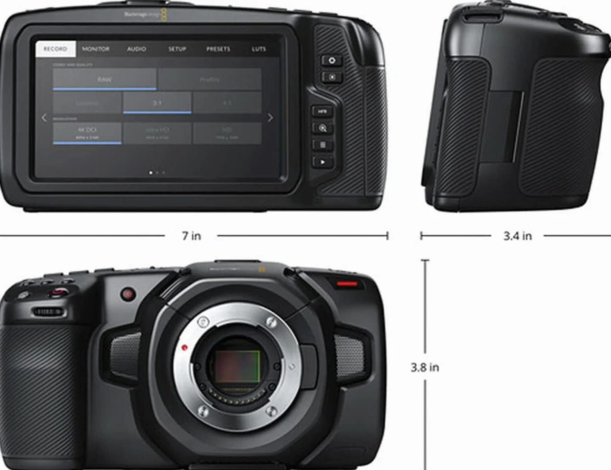 Blackmagic Design Pocket Cinema Camera 4K Caméscope portatif Noir 4K Ultra HD Micro Four Thirds RAW
