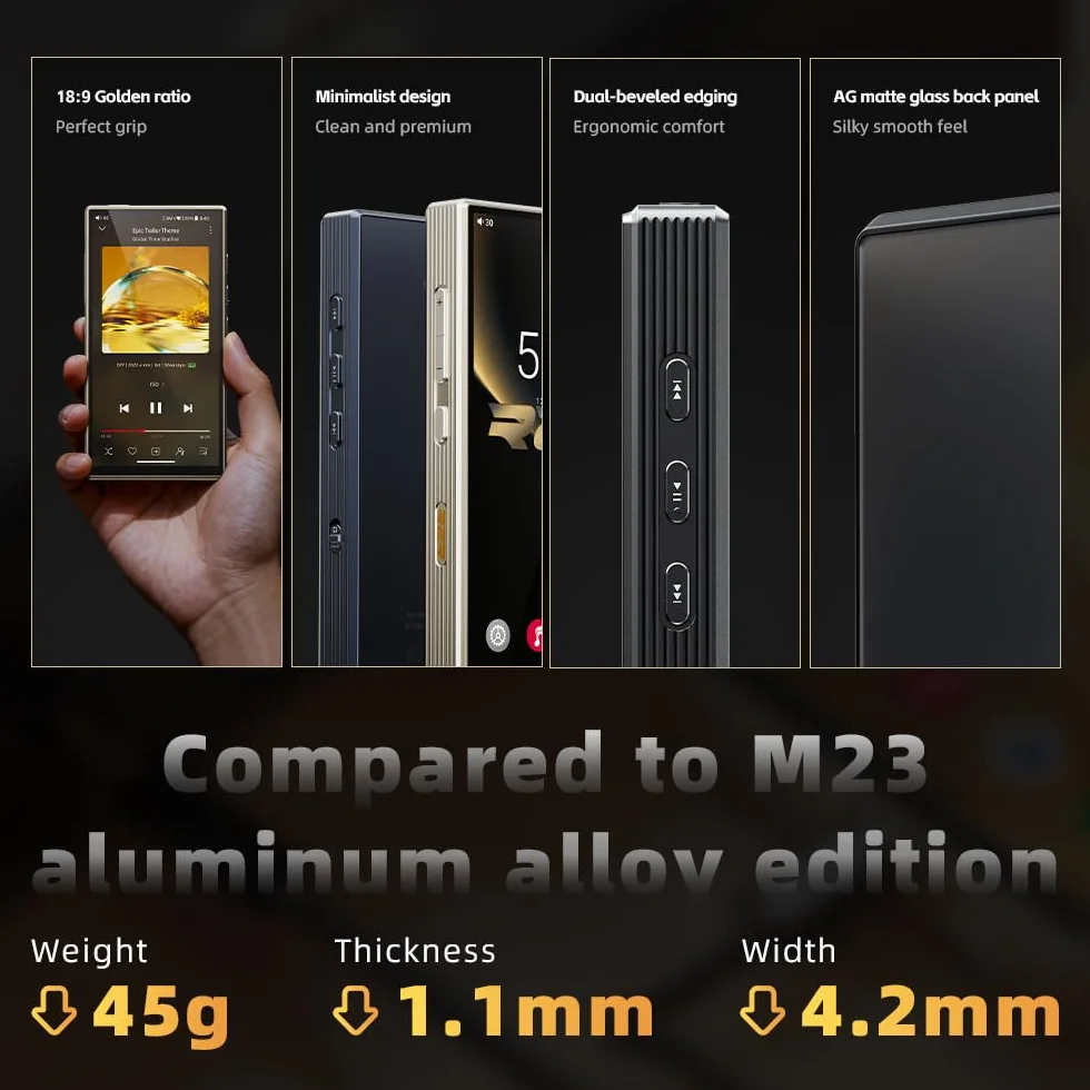 FiiO Lecteur de musique HiFi portable M33 R2R, Snapdragon 680, 8 Go de RAM + 128 Go de stockage, True R2R DAC, audio USB XMOS XU316, sortie équilibrée 1100 mW, égaliseur automatique, écran Full HD de