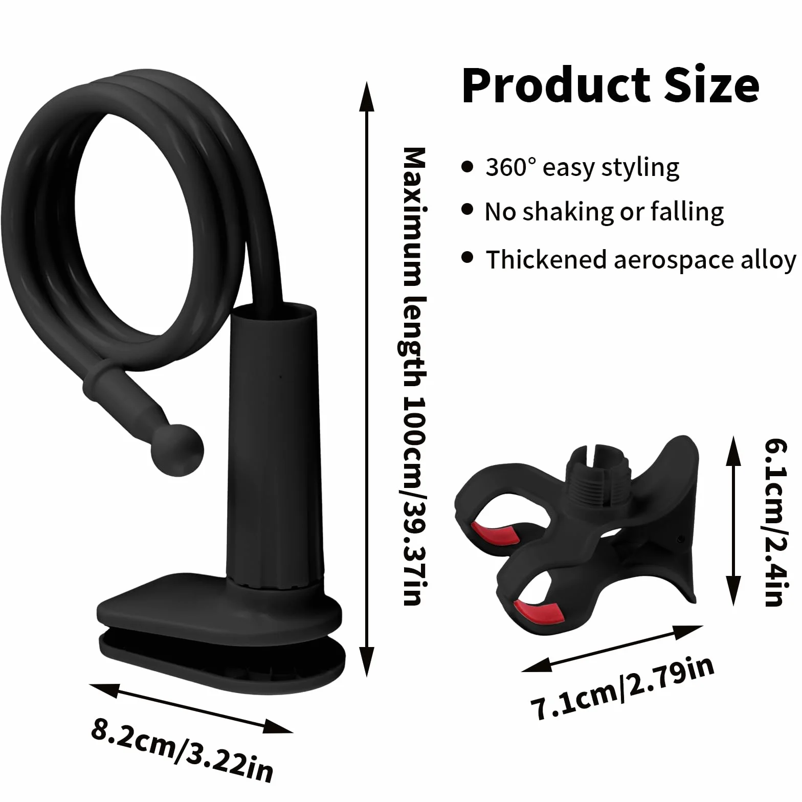 Support Téléphone pour Lit et Bureau, Flexible à Long Bras Porte Telephone Bureau Réglable 360°, Support Universel avec Pince pour pour Films et Appels (Blanc)