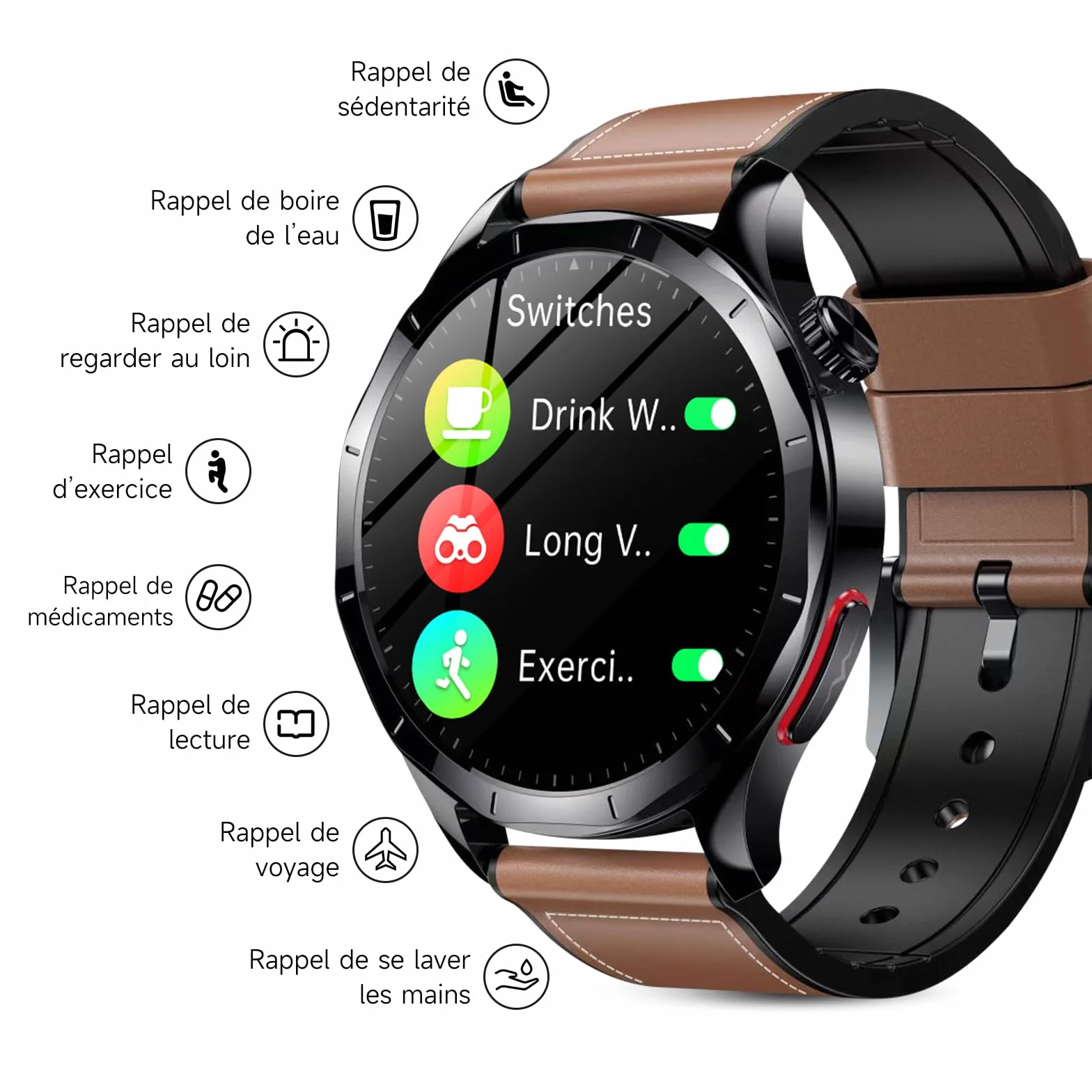 2026 Nouv’ Montre Connectée Homme avec ECG+HRV/Pressιon artérιelle/IMC,1,43" AMOLED Smartwatch avec Fonction SOS,24/7 Fréquence Cardiaque/SpO2/Sommeil Monitor, IP68 pour Android/iOS