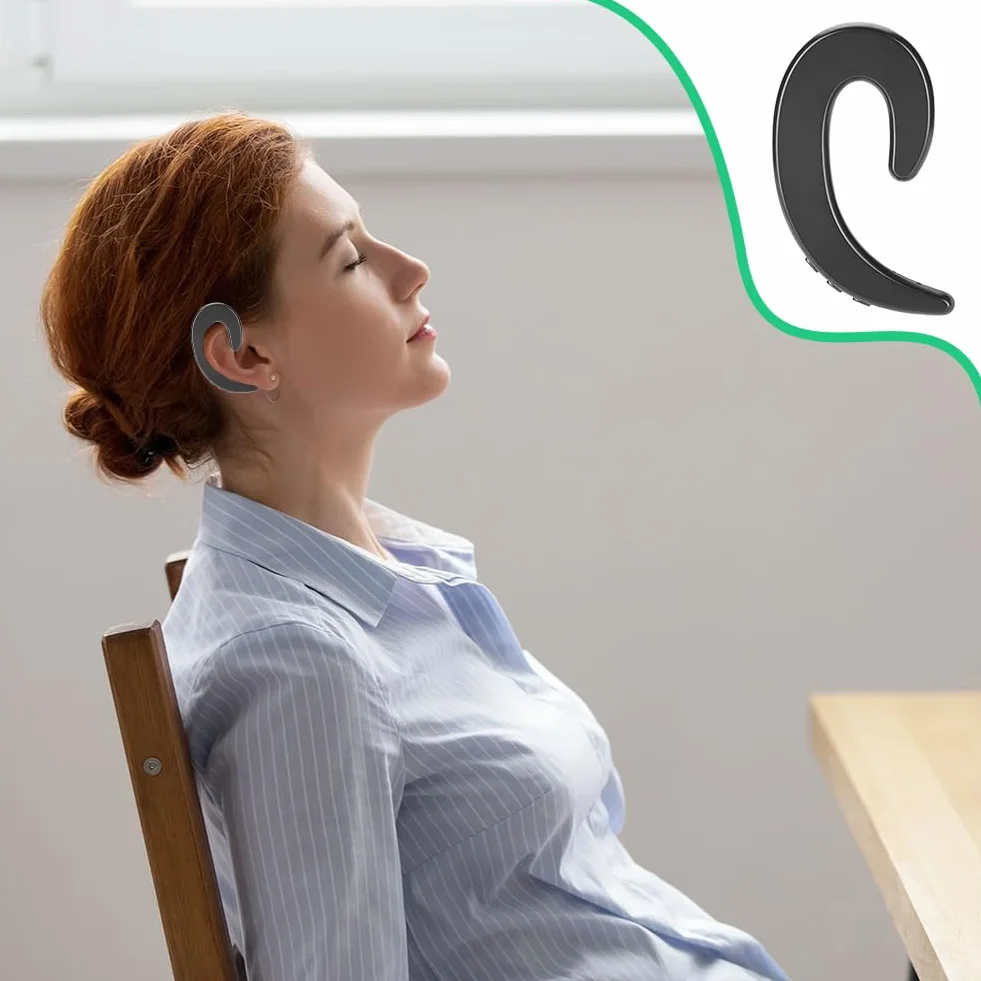 Casque Bluetooth sans Bouchon d'oreille, sans Fil Mains Libres Crochet d'oreille Casque Bluetooth Casque à Conduction osseuse indolore pour Smartphones Conduite d'affaires(Noir)