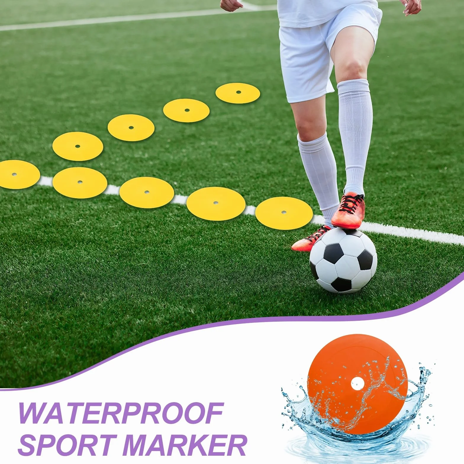 PATIKIL Marqueurs Au Sol 6 Pouces 12 Pcs Points Antidérapants Cônes Plats pour Gym Football Sports Orange