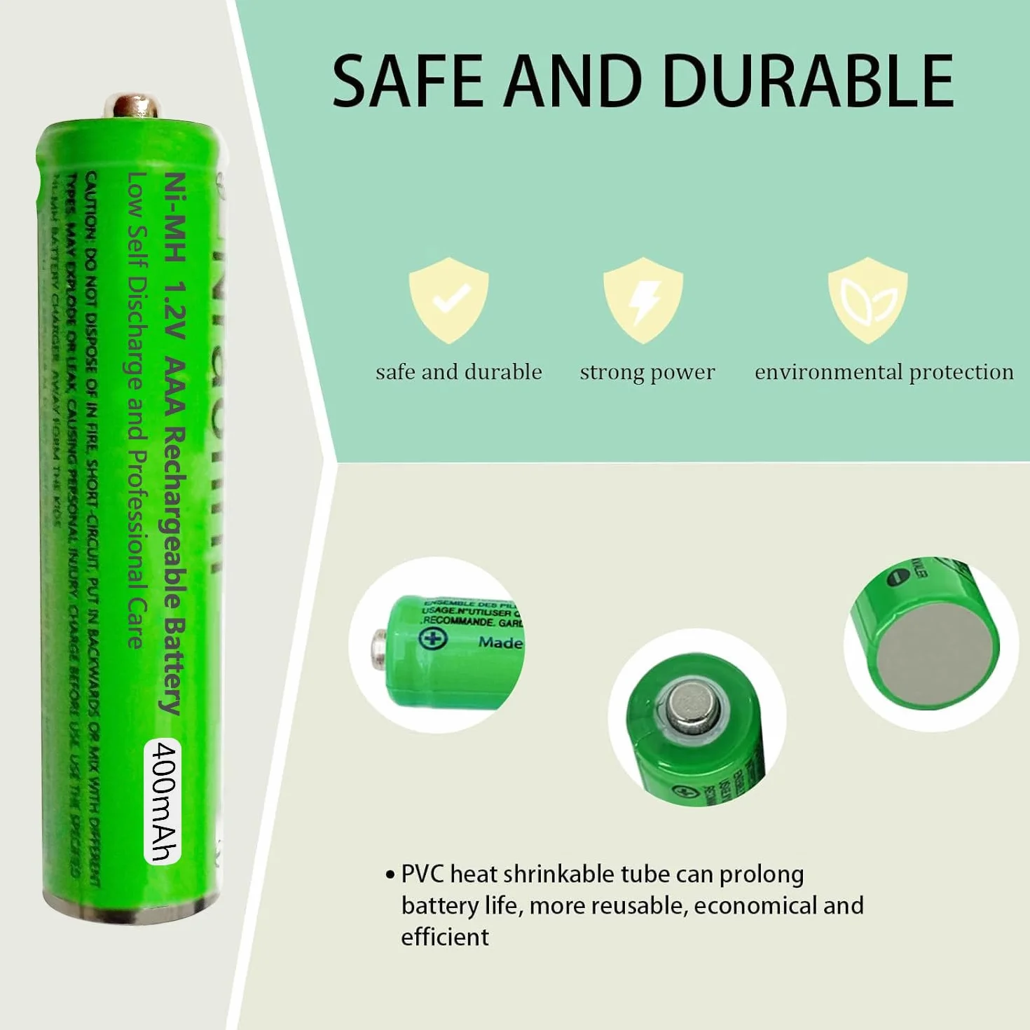 Piles Rechargeables AAA 400mAh 1,2V Ni-MH pour Gigaset, Lot de 4