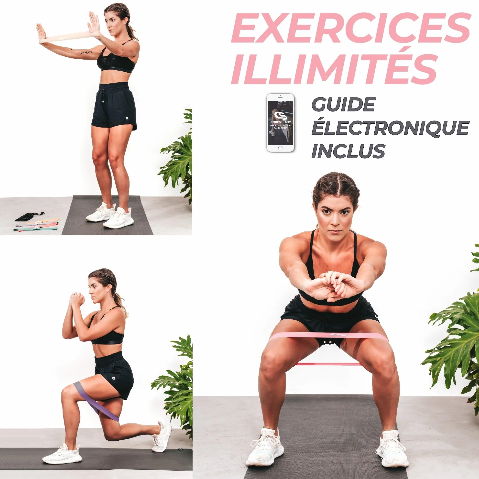 Coresteady Bande Élastique Fitness - Bandes de Résistance pour Musculation et Rééducation