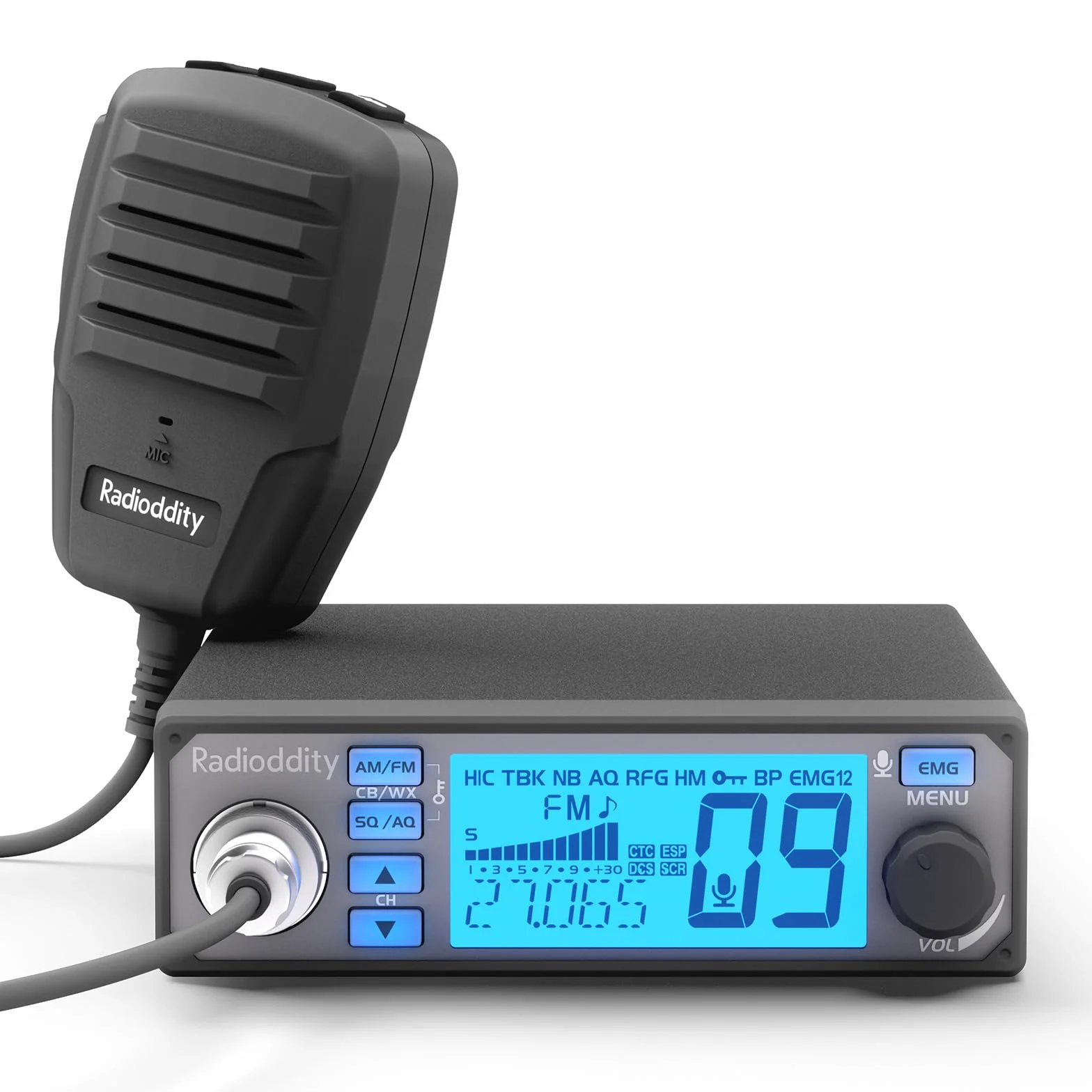 Radioddity CB-500 Radio CB Portable Émetteur-récepteur 4W AM FM avec Réduction du Bruit, Canal d'urgence 9/19, Micro Portatif