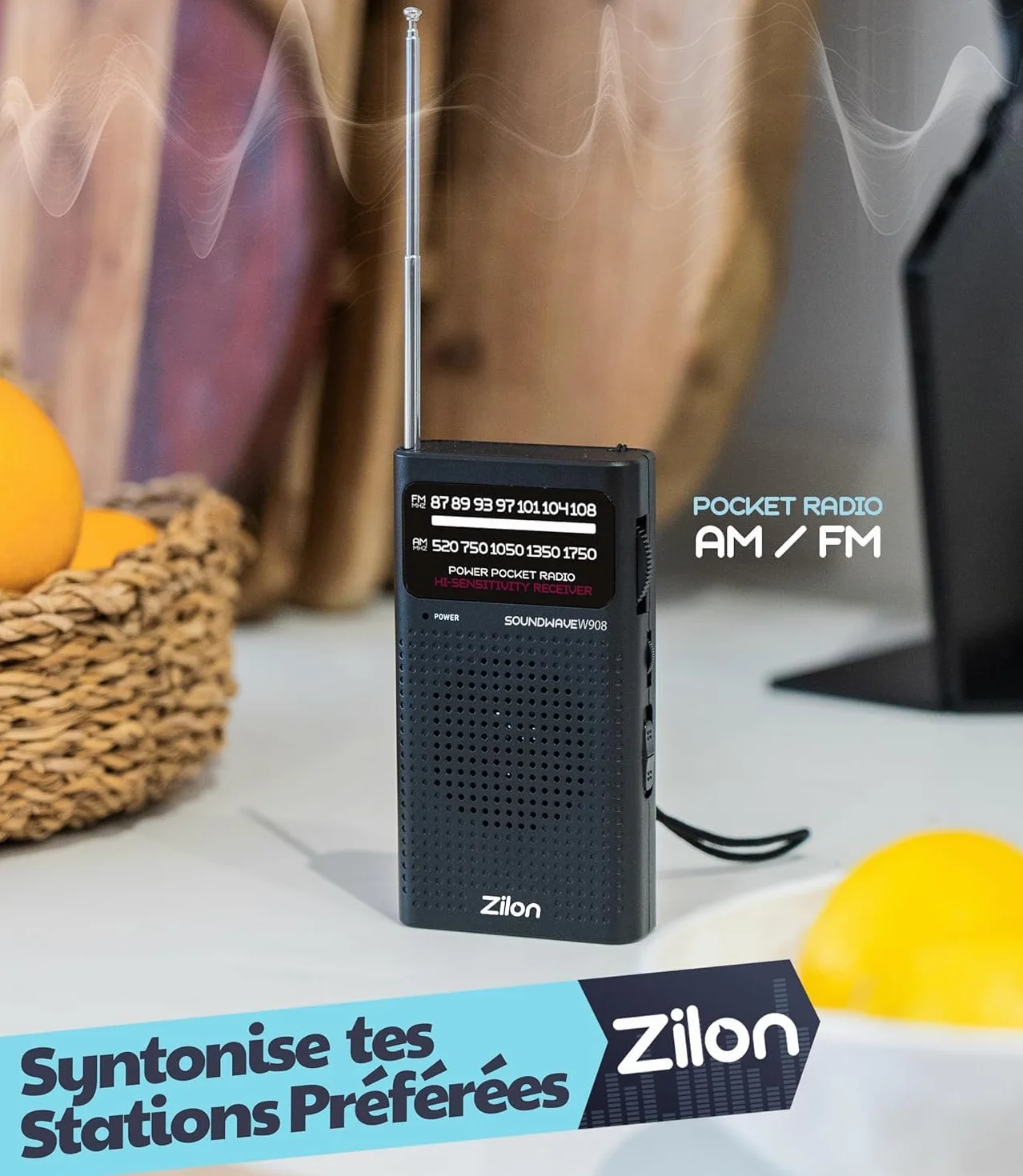 Radio à Piles Portable Petite Analogique Transistor FM Entrée pour Écouteurs Kit d’Urgence Excellente Réception Petit Poche Utilisation Simple Personnes Âgées Chiffres AA (Noire)