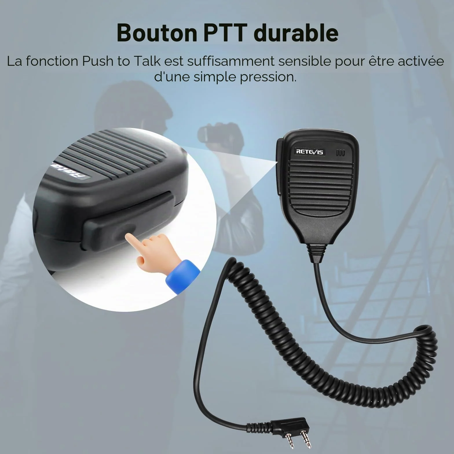 Retevis Talkie Walkie Micro 2 Broches Haut-Parleur Microphone Compatible avec Baofeng UV-5R BF-888S BF-88E RT24 RT27 H777 RT668 WOUXUN Kenwood TYT HYT Talkies Walkies pour la Chasse et Le Tir (2 Pcs)