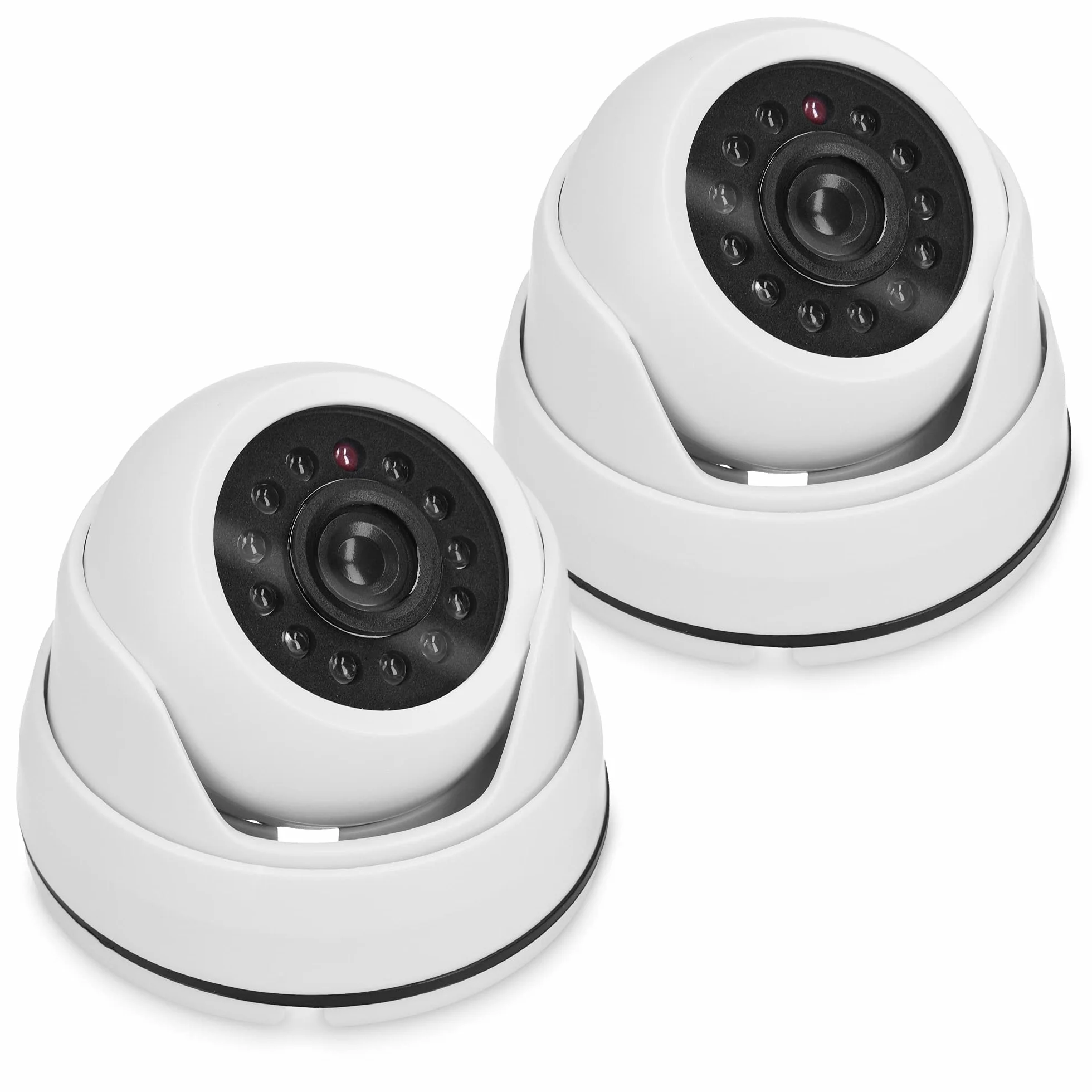 kwmobile Caméra de Surveillance Factice - Lot 2X Fausse Caméra CCTV avec LED Sécurité Maison ou Magasin - Dôme Dissuasif pour Intérieur, 1080p - Blanc